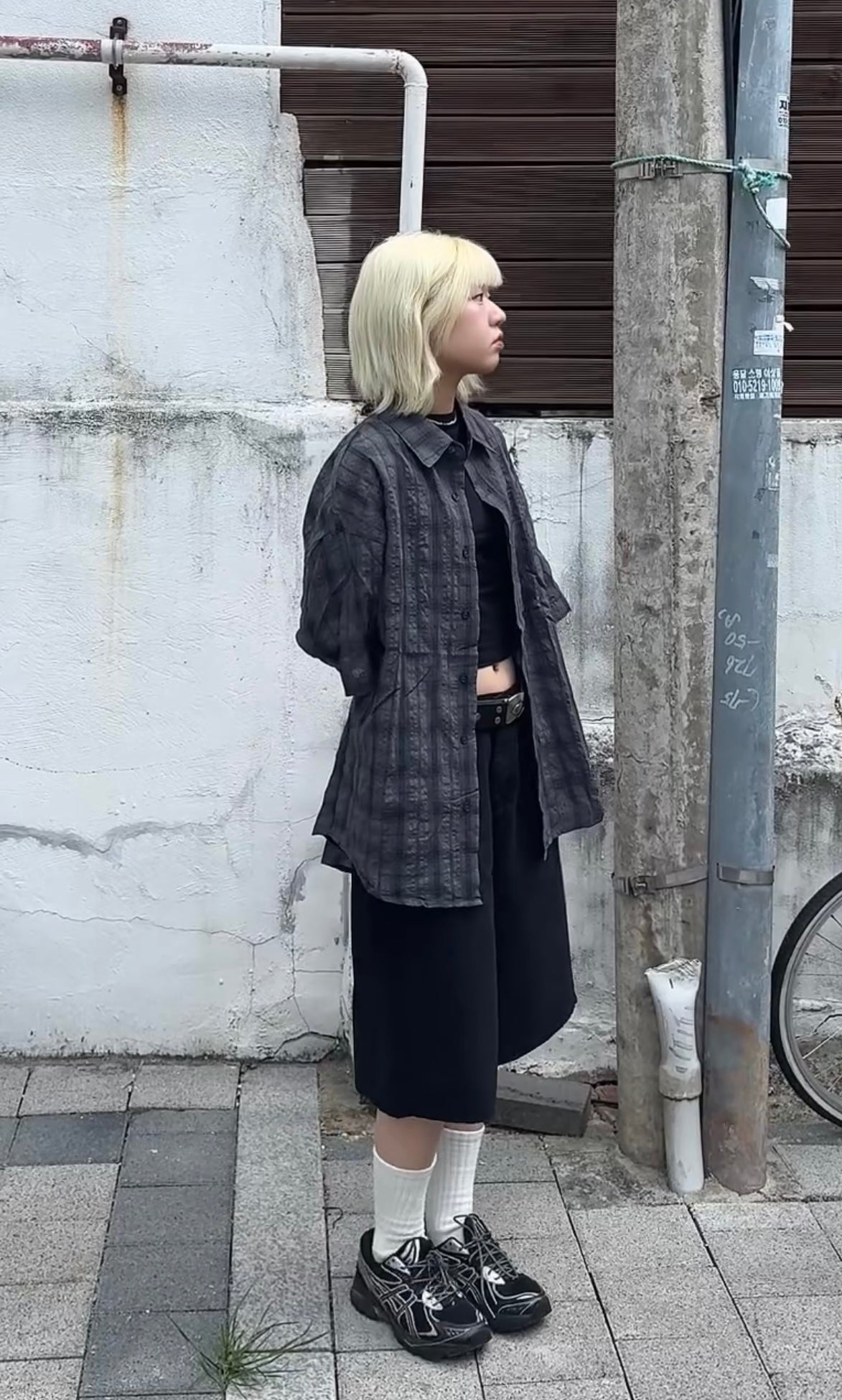 Unisex dark checked shirt