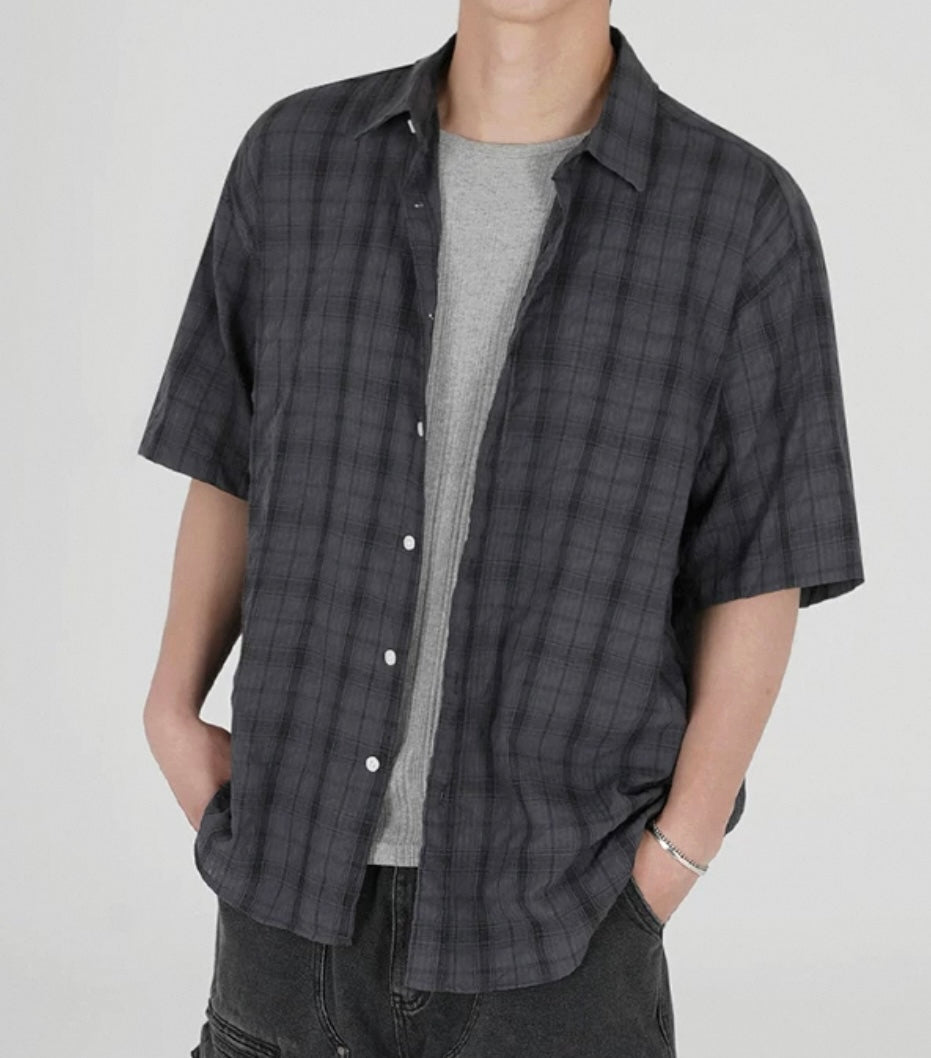 Unisex dark checked shirt