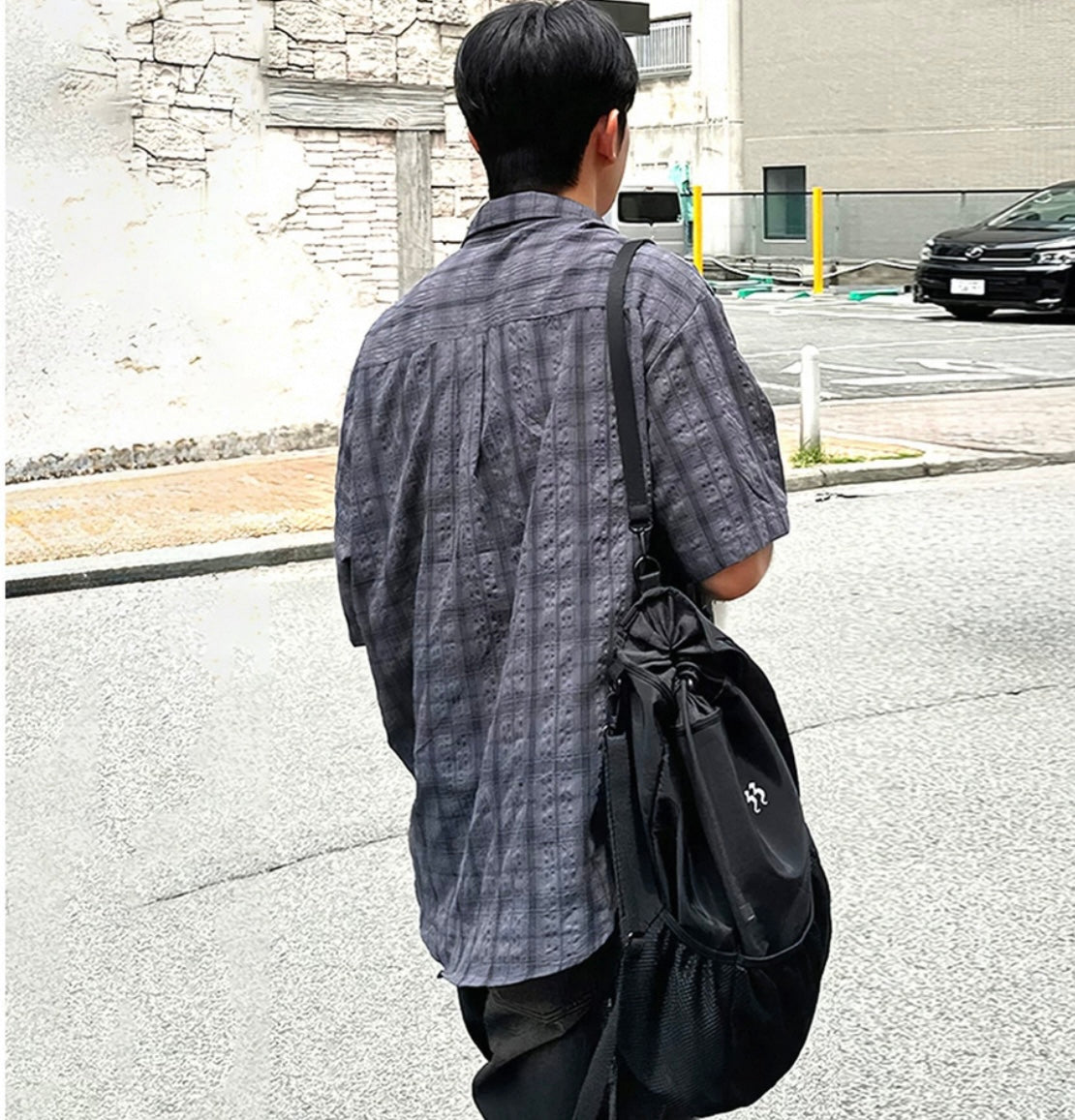 Unisex dark checked shirt