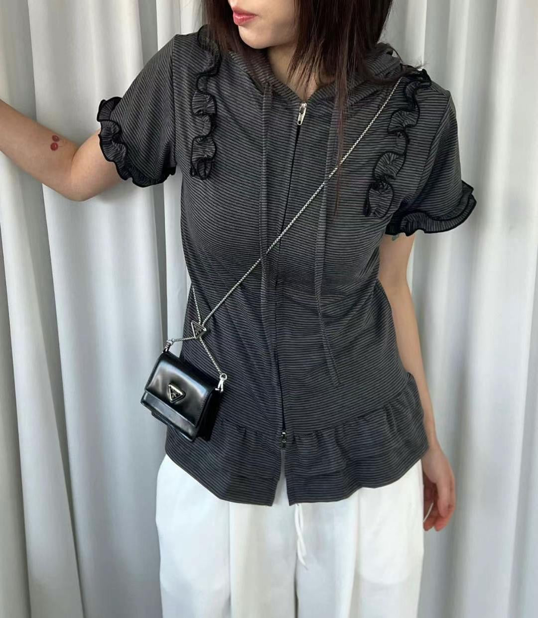 Striped Ruffle jacket