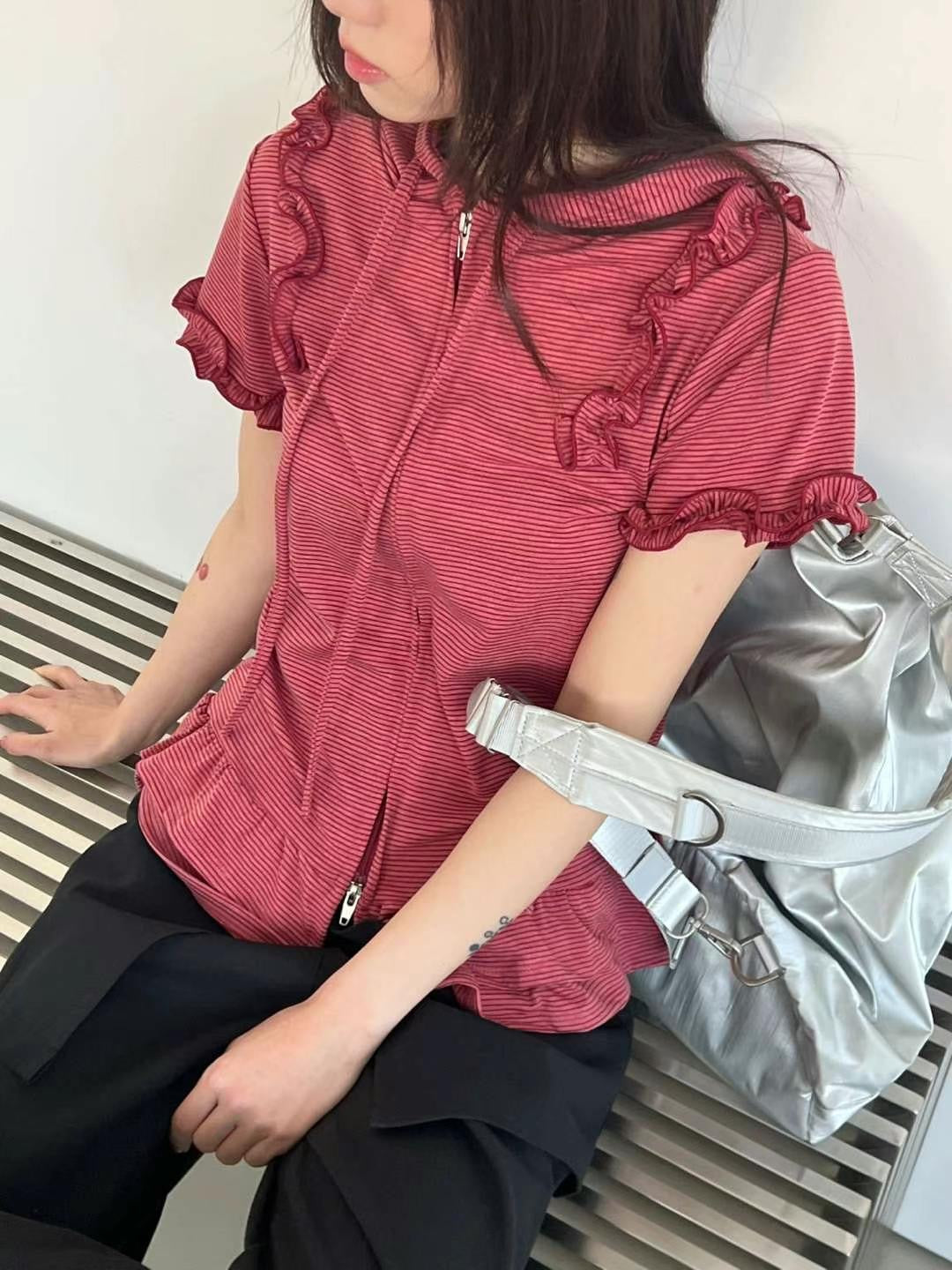 Striped Ruffle jacket