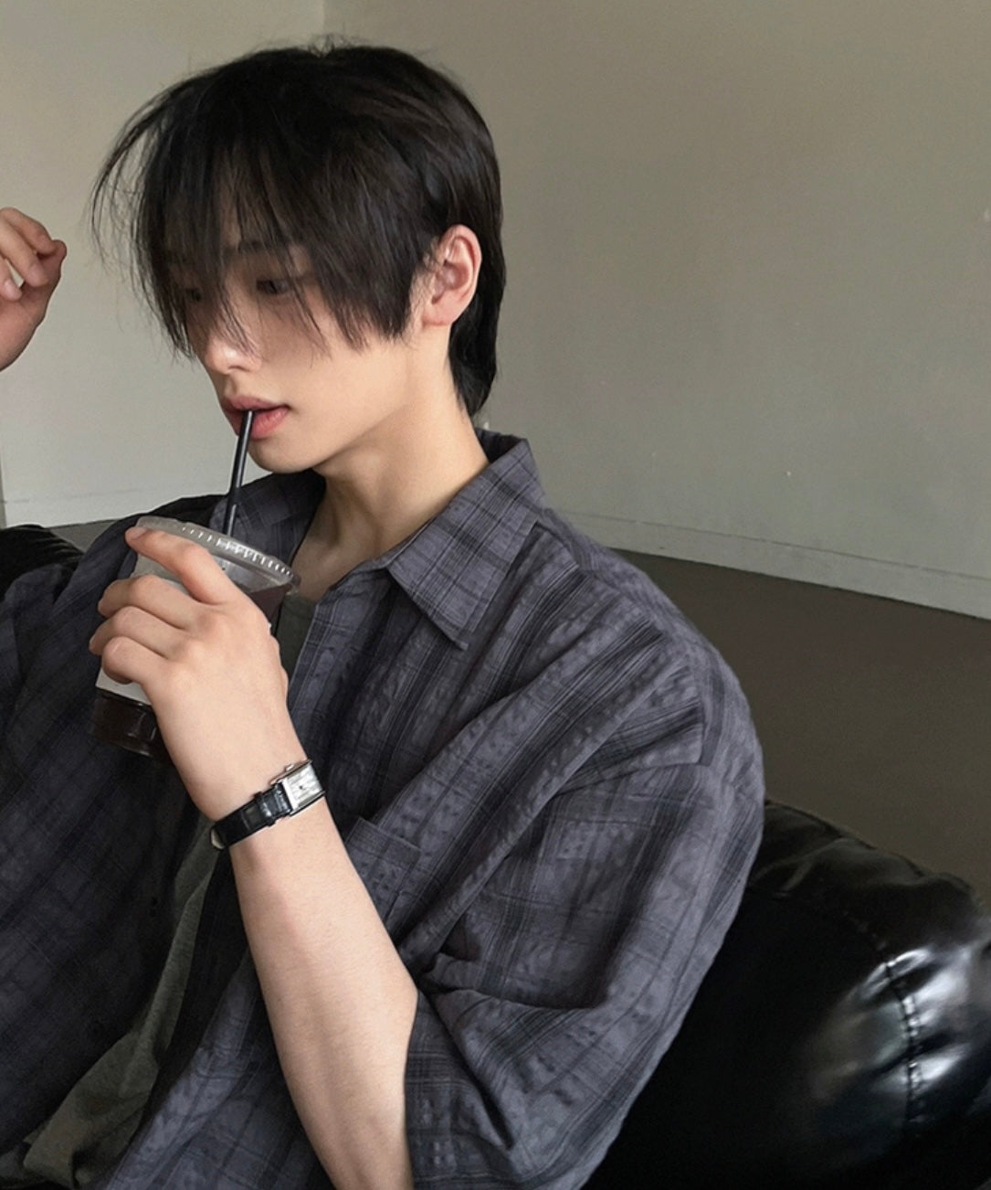 Unisex dark checked shirt