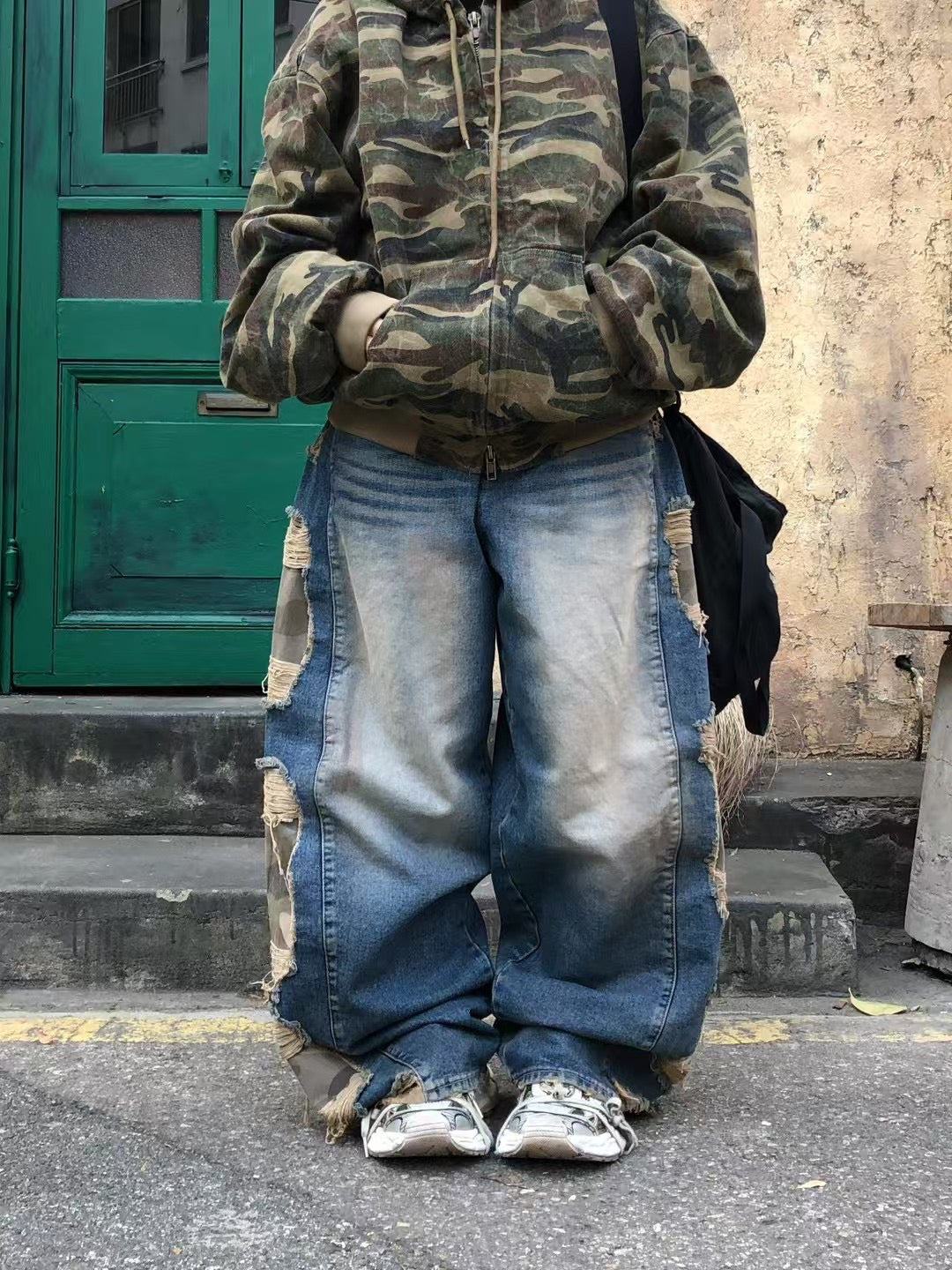 Unisex denim carmo damaged pants