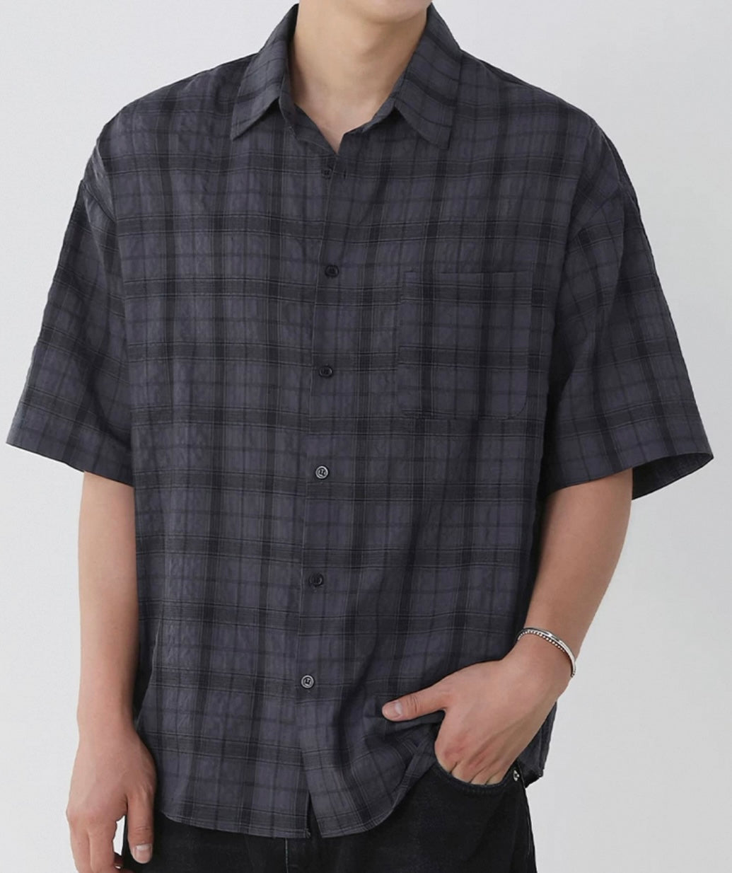 Unisex dark checked shirt