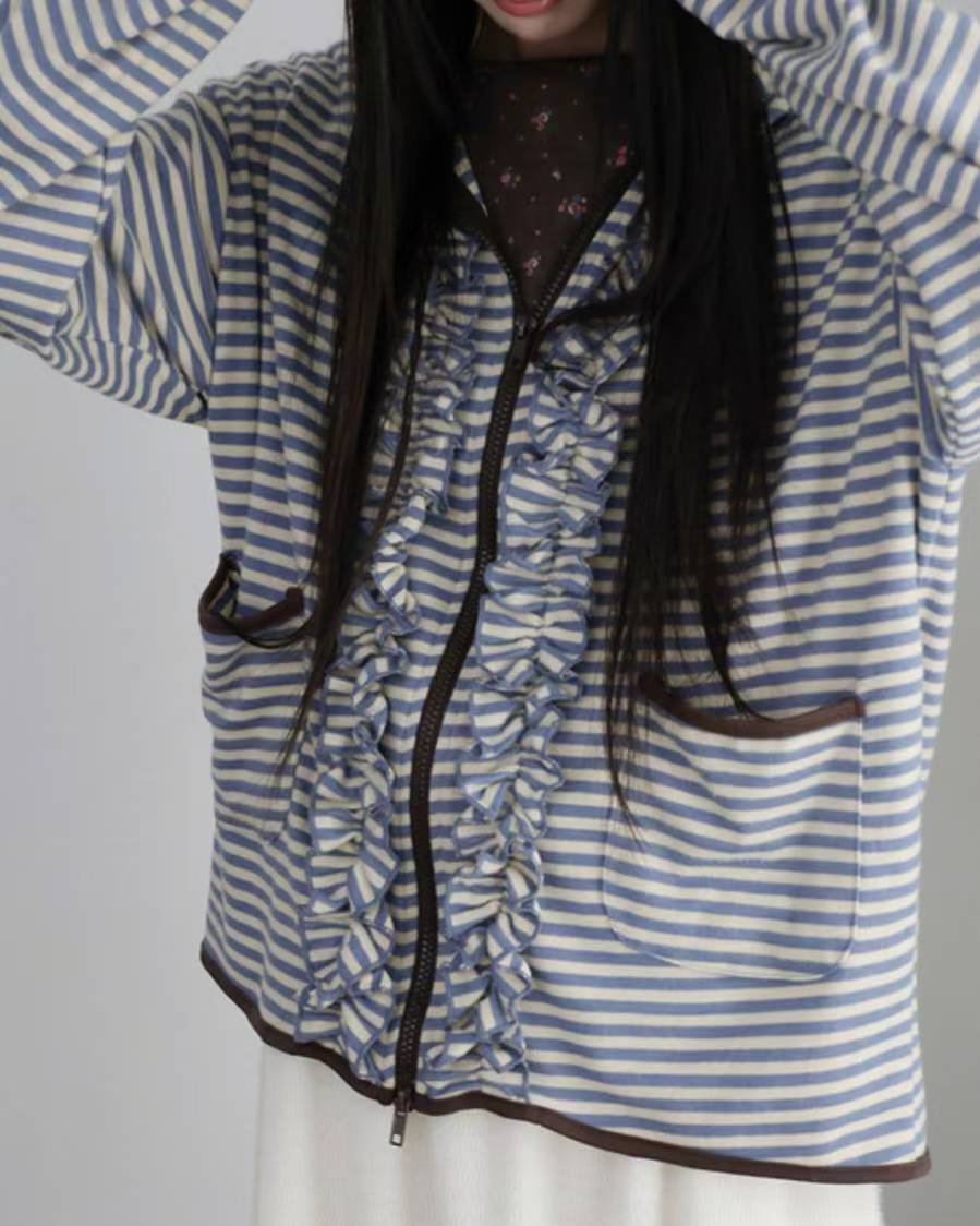 Ruffle striped outer