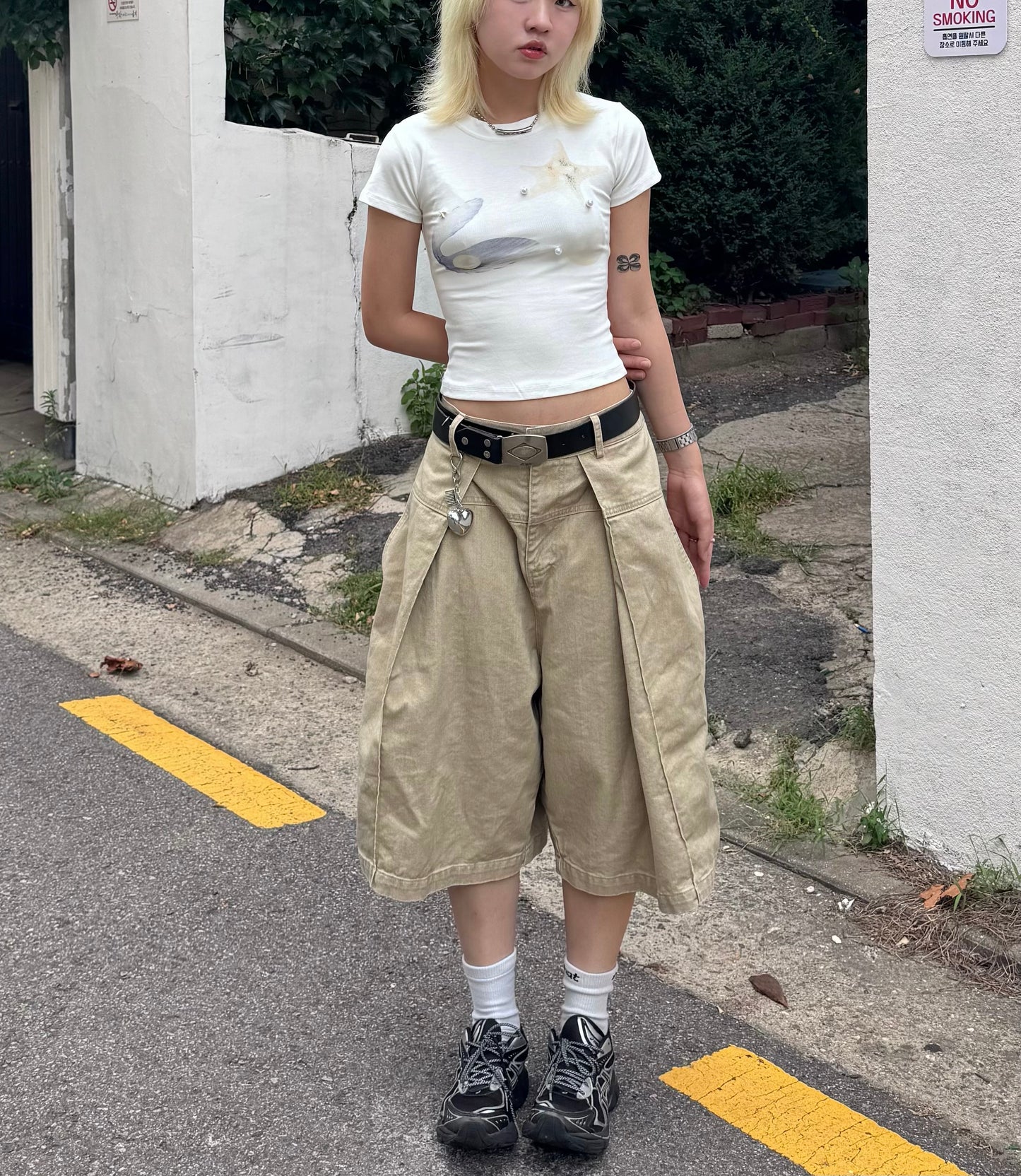 Unisex 拼布闊短褲
