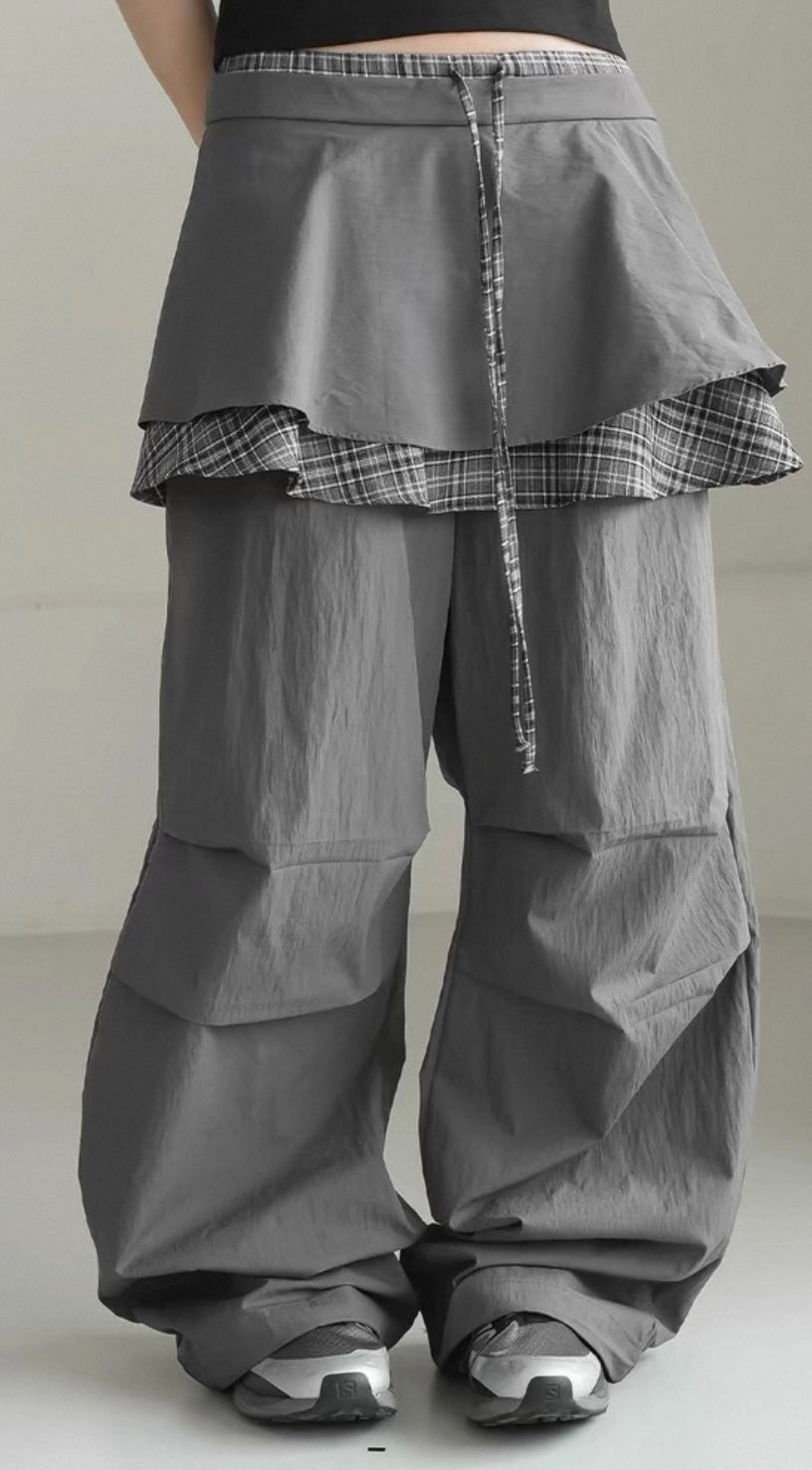 Special checked layer pants