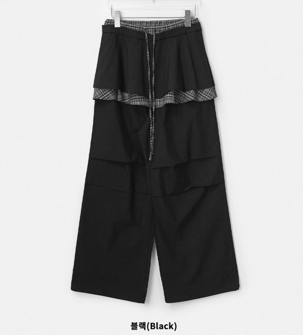 Special checked layer pants