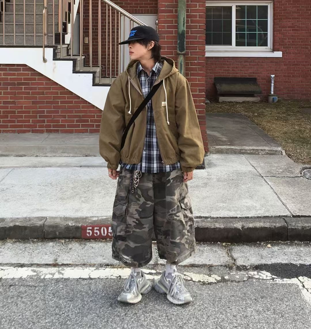 Unisex爛爛七分迷彩褲