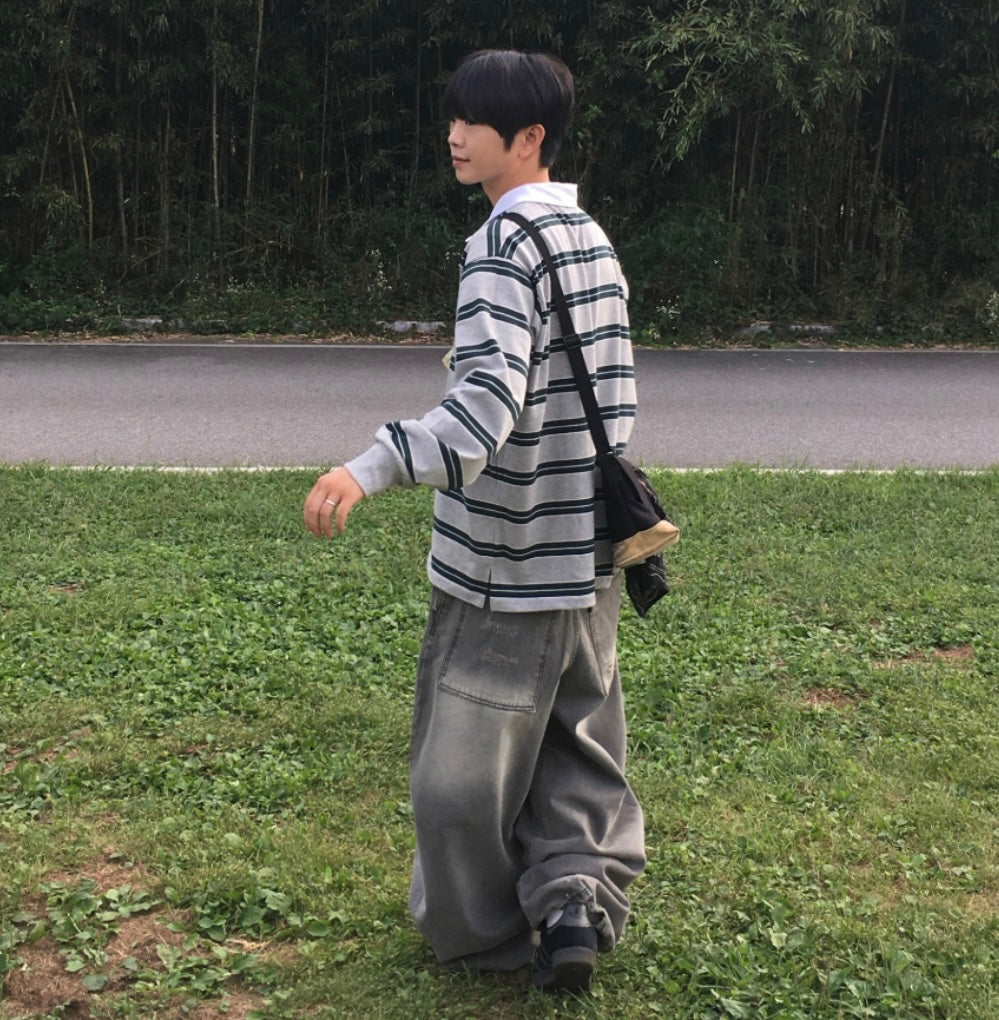 Unisex grey damaged ballon pants