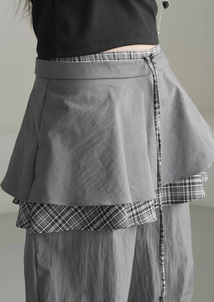 Special checked layer pants