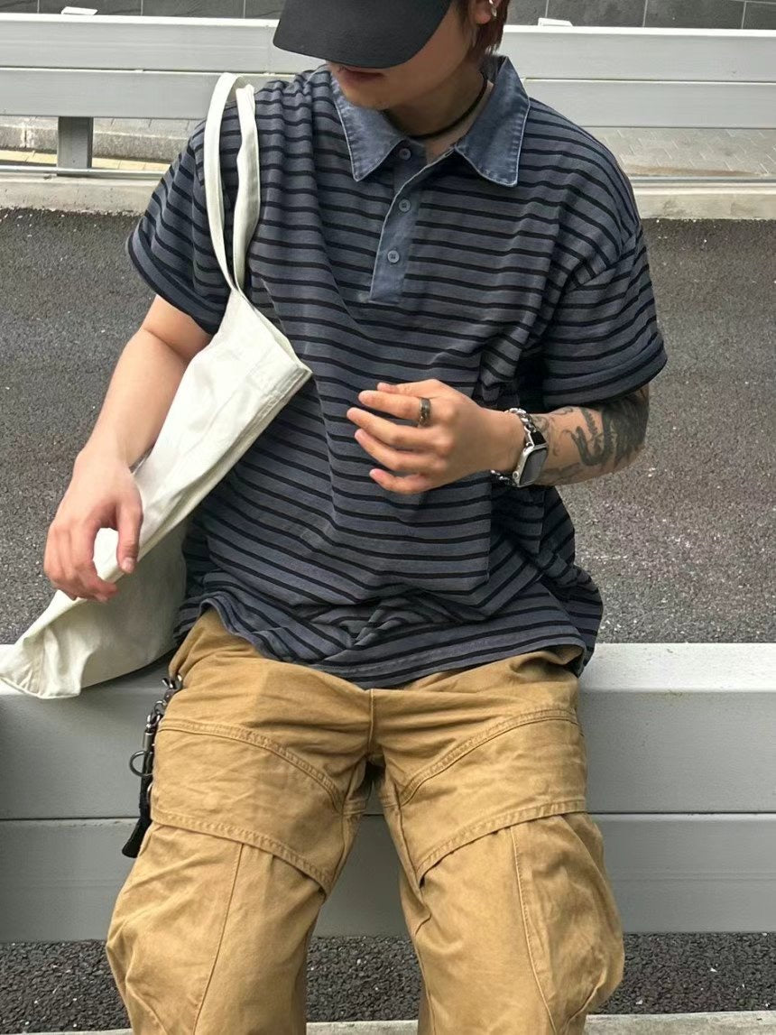 Unisex牛仔領polo top