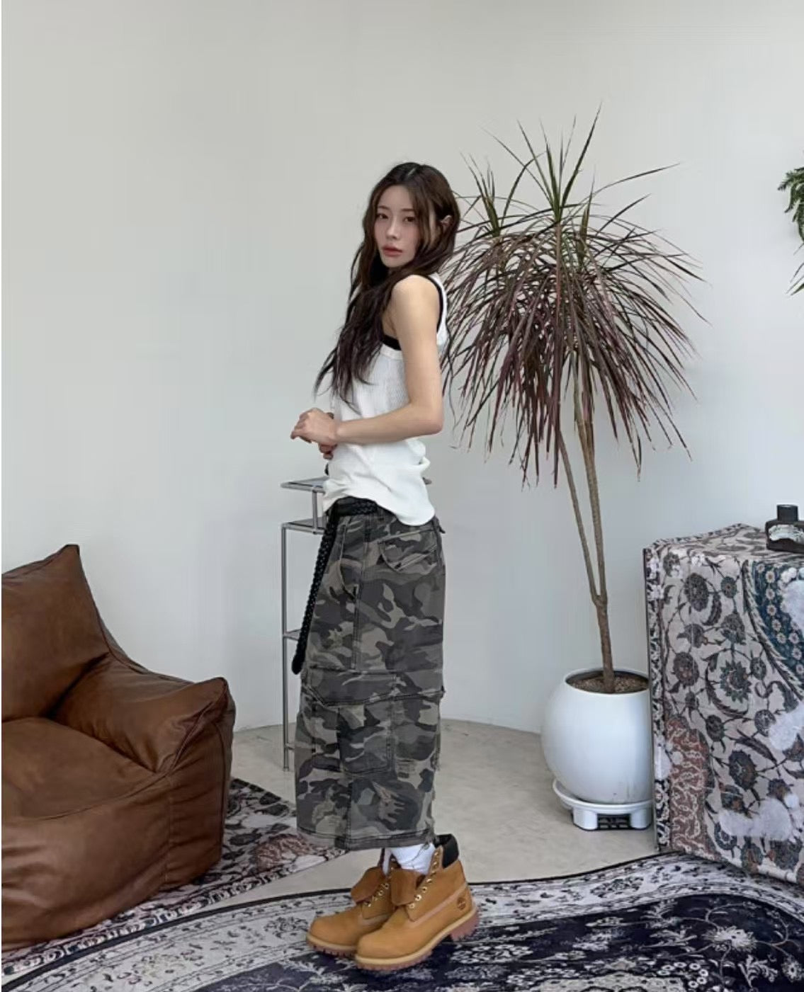 Unisex爛爛七分迷彩褲