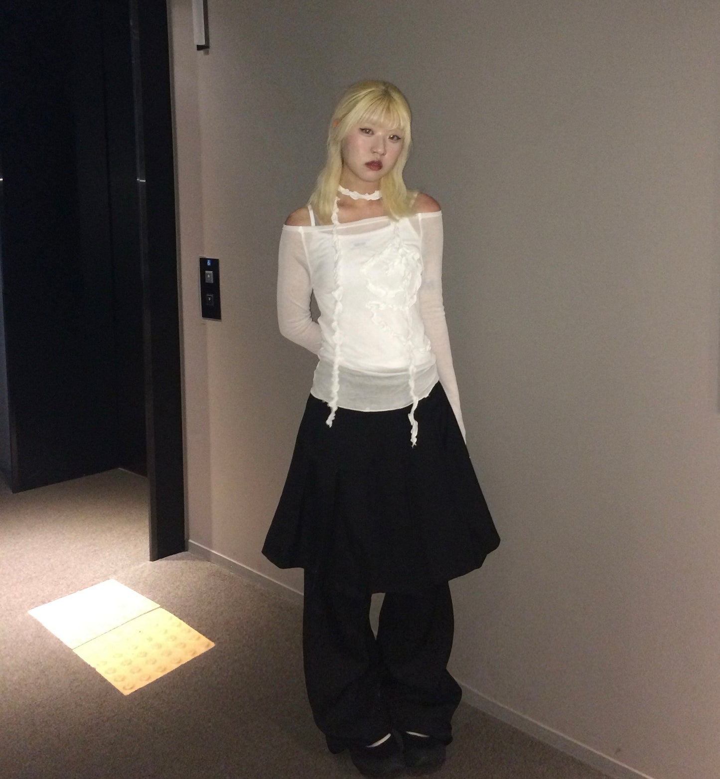 Ruffle flower scarf top set