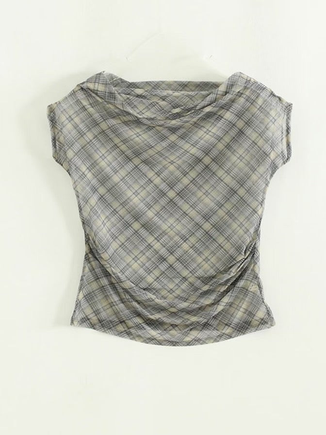 See through checked special top