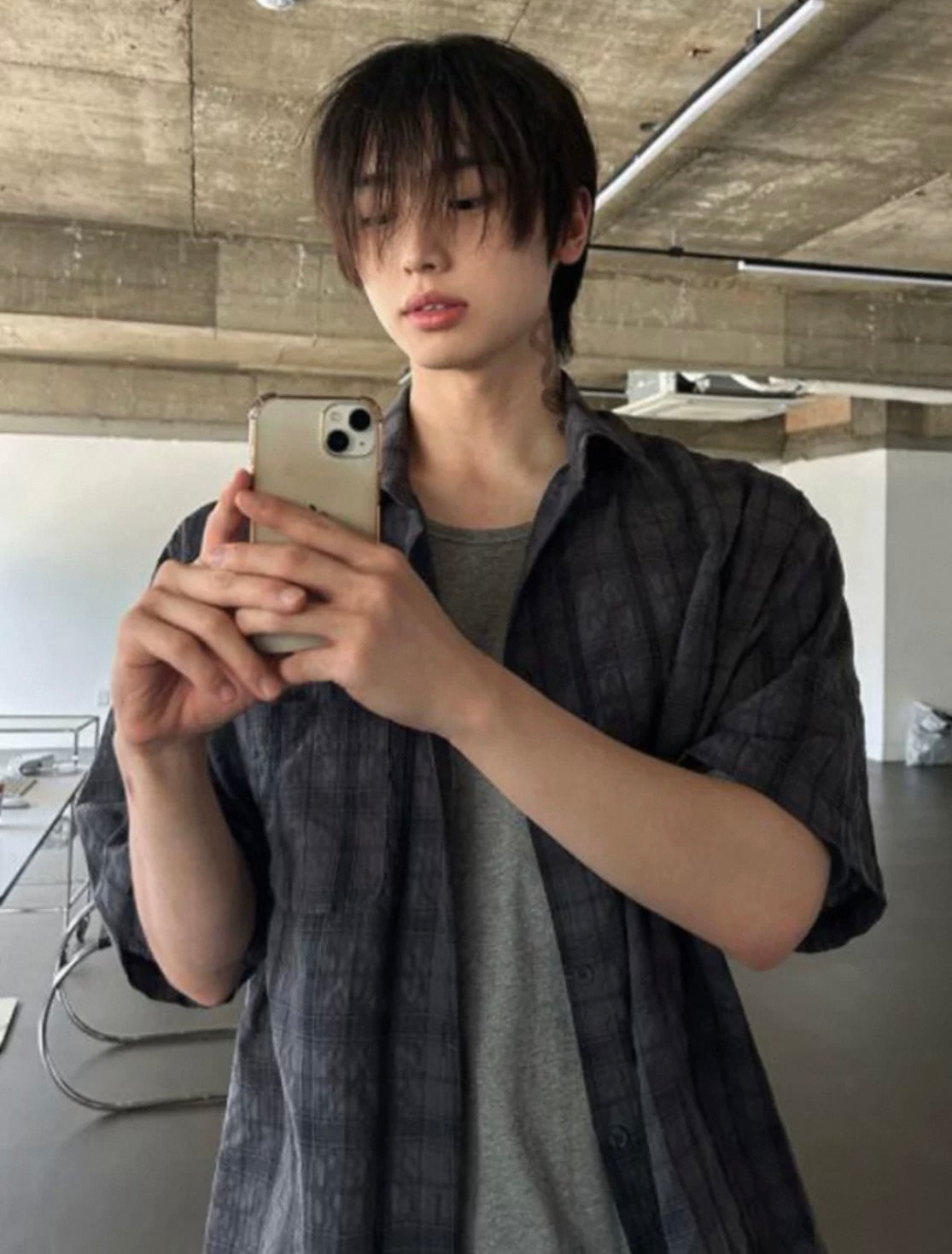 Unisex dark checked shirt