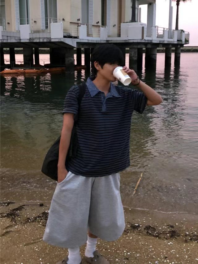 Unisex牛仔領polo top