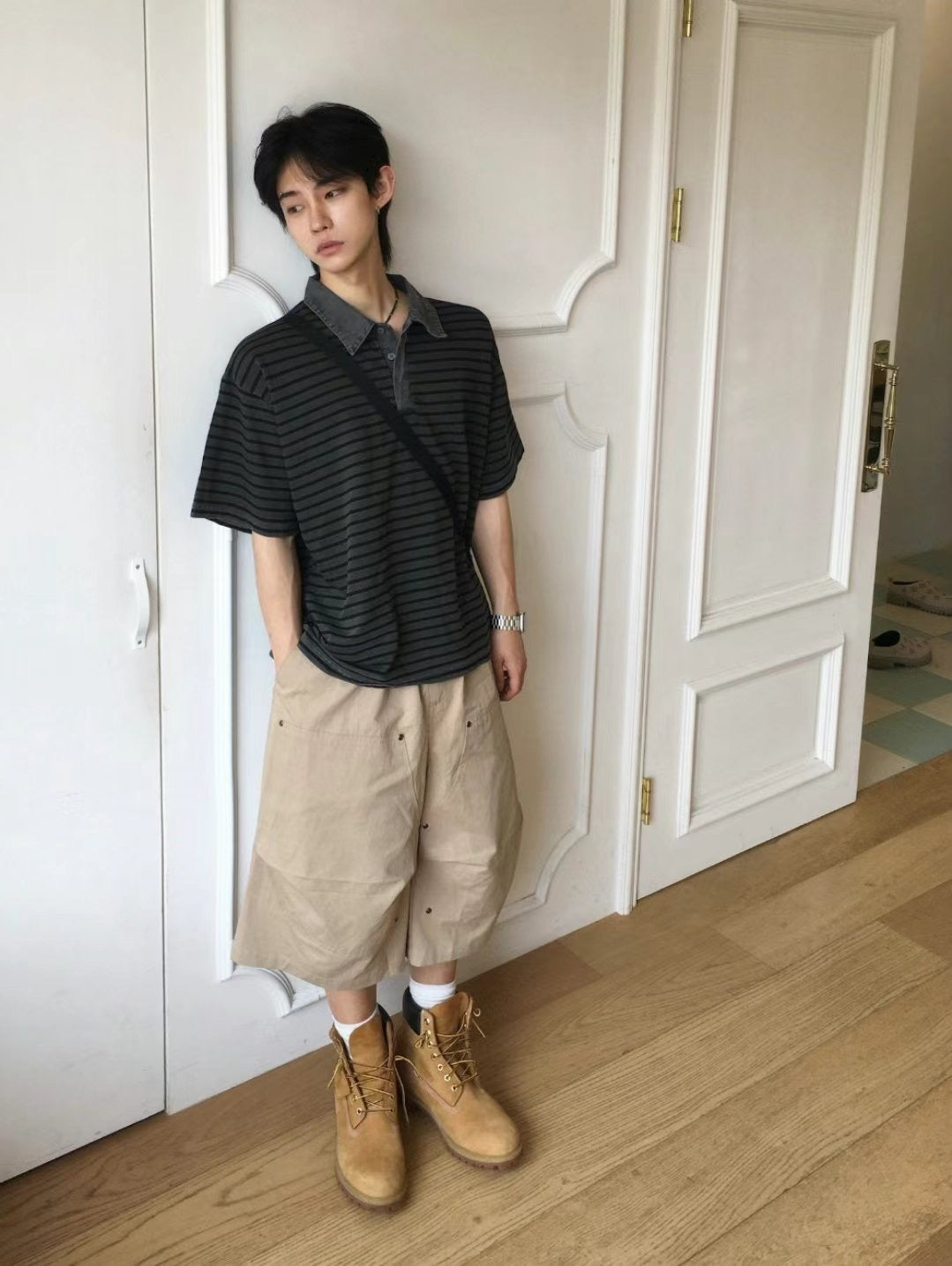 Unisex牛仔領polo top