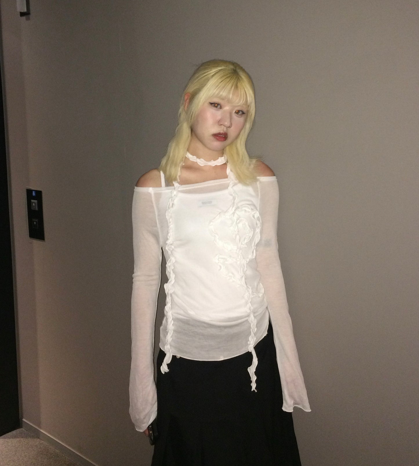 Ruffle flower scarf top set