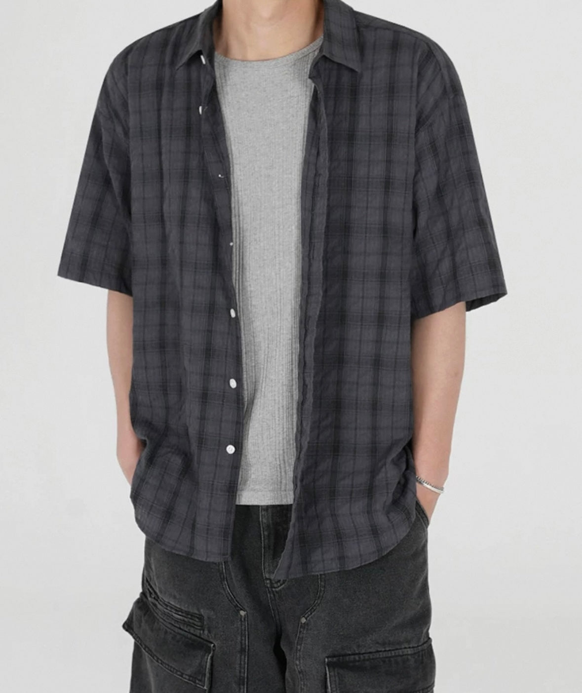 Unisex dark checked shirt