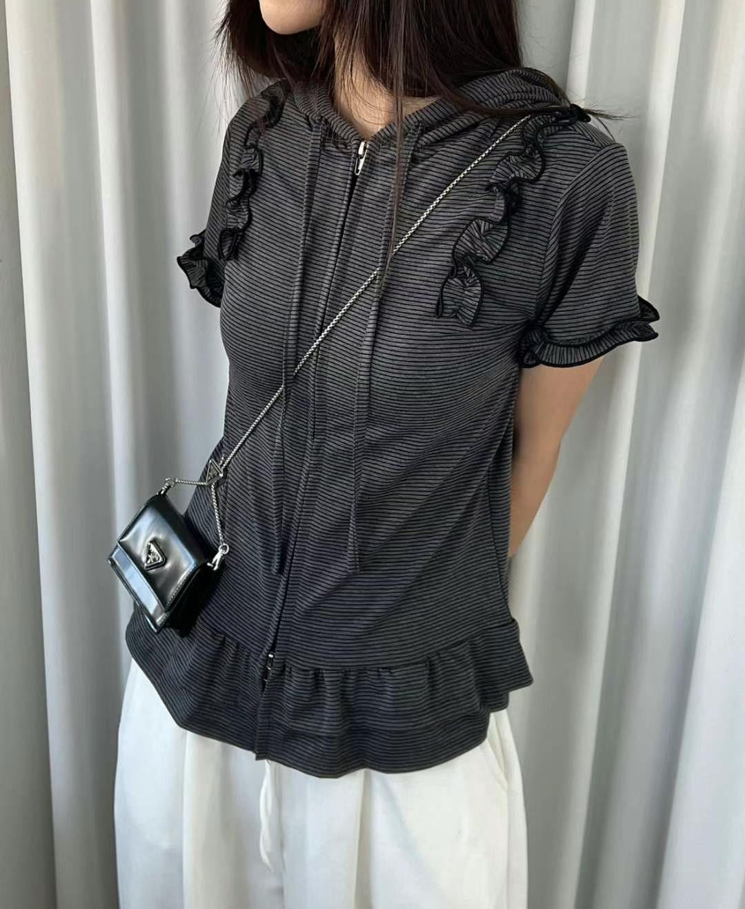 Striped Ruffle jacket