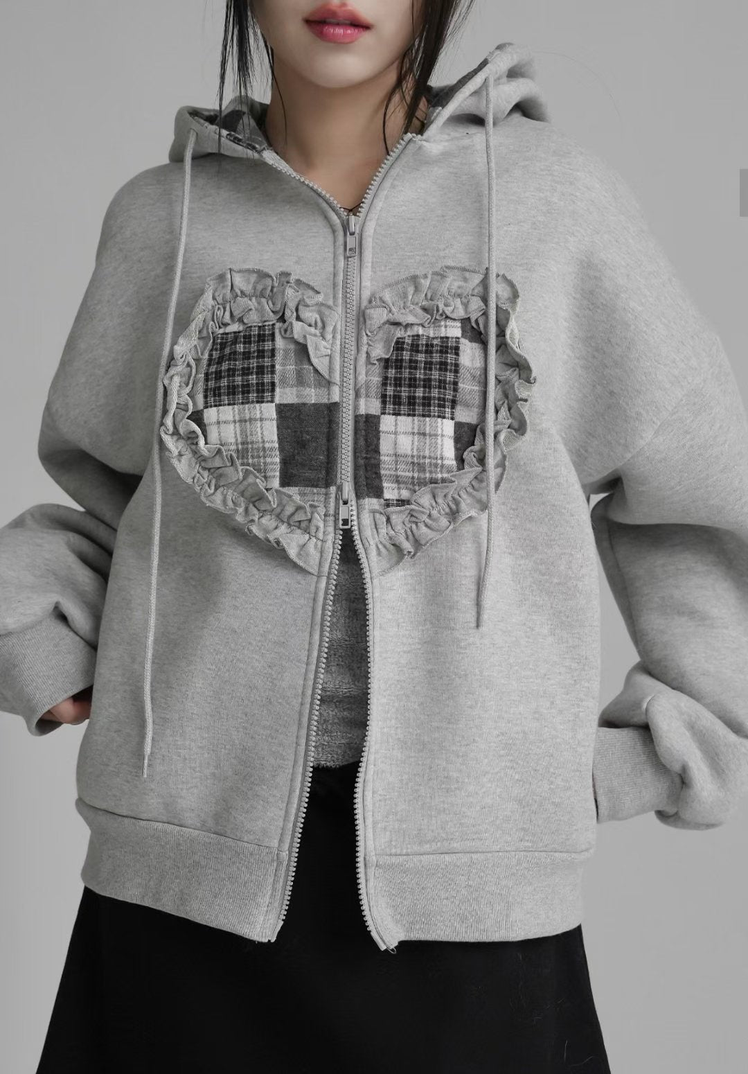 checked ruffle Heart outer