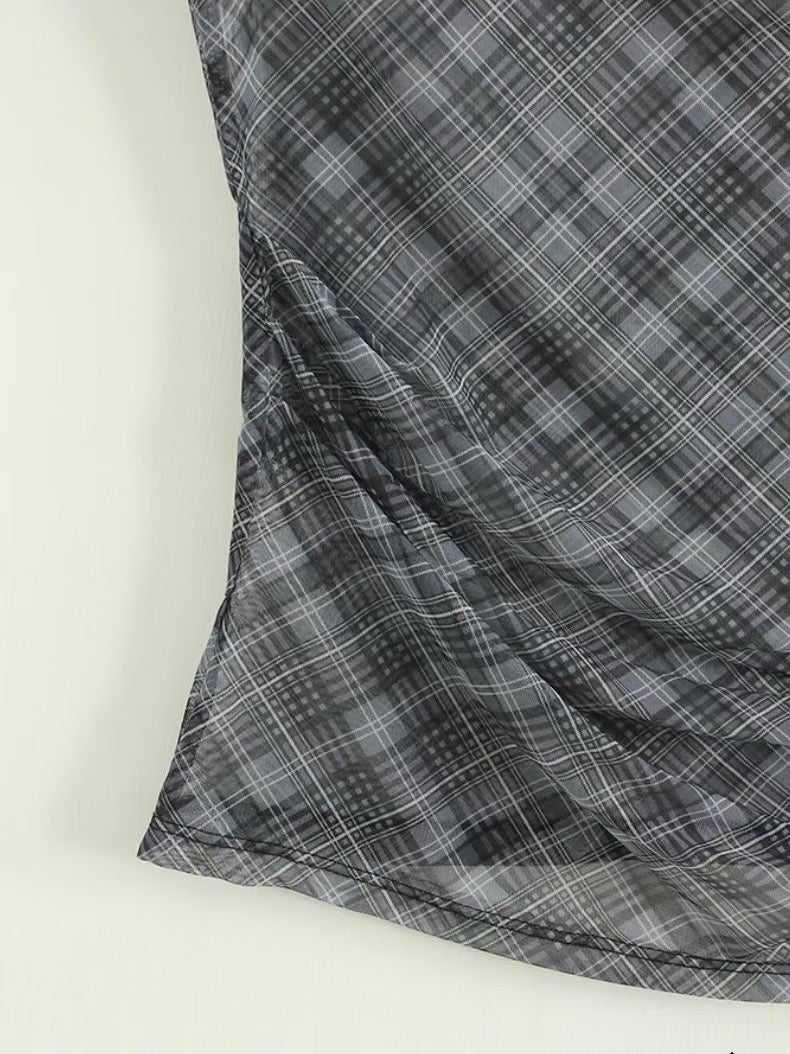 See through checked special top