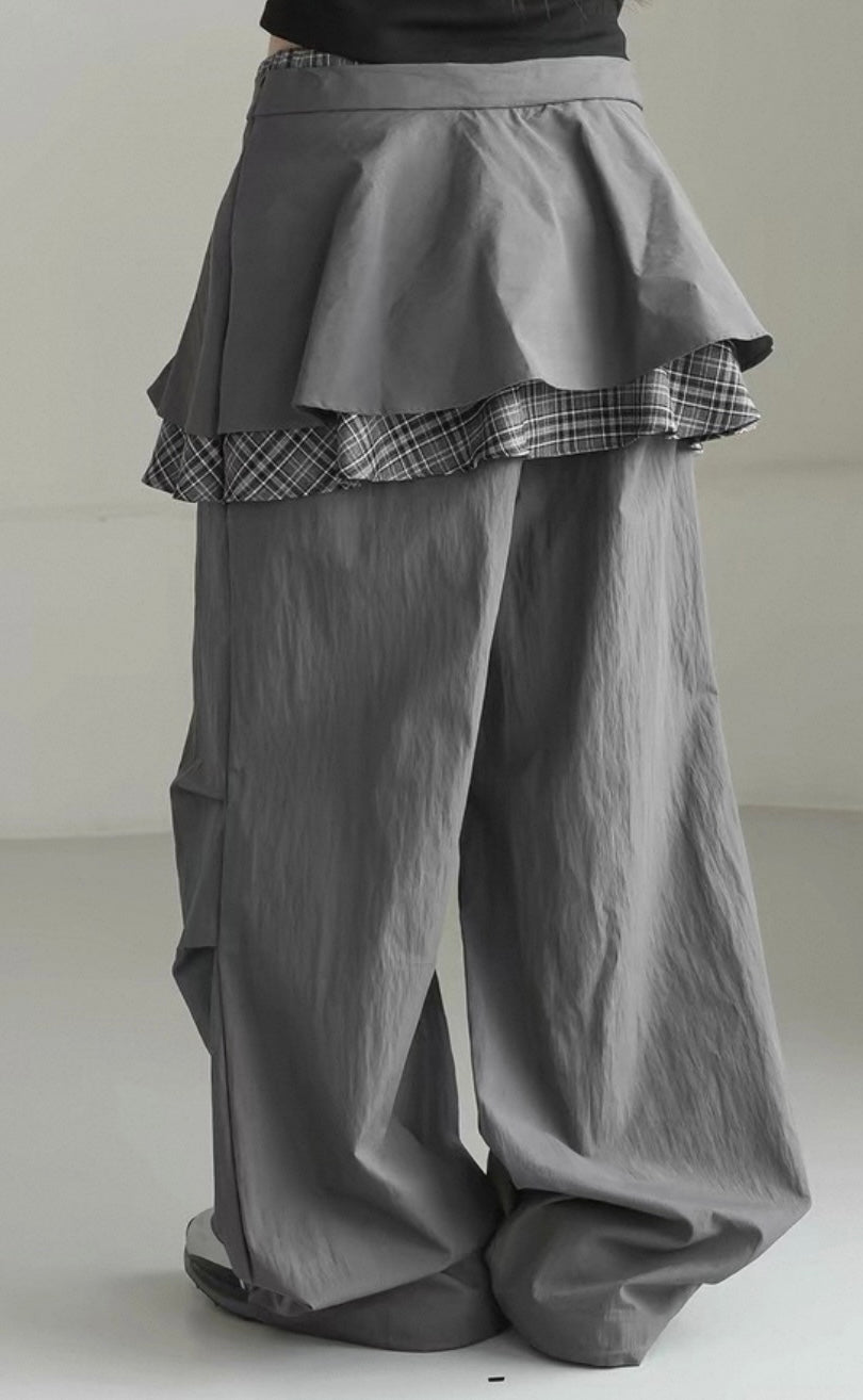 Special checked layer pants