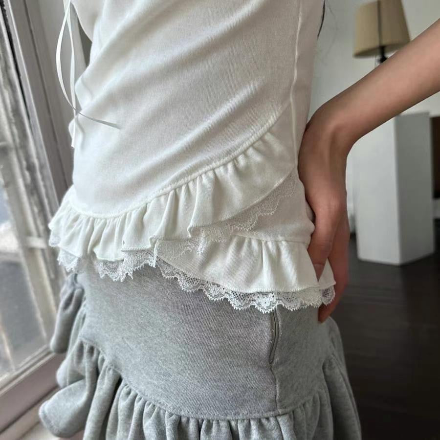 Lace ribbon tee