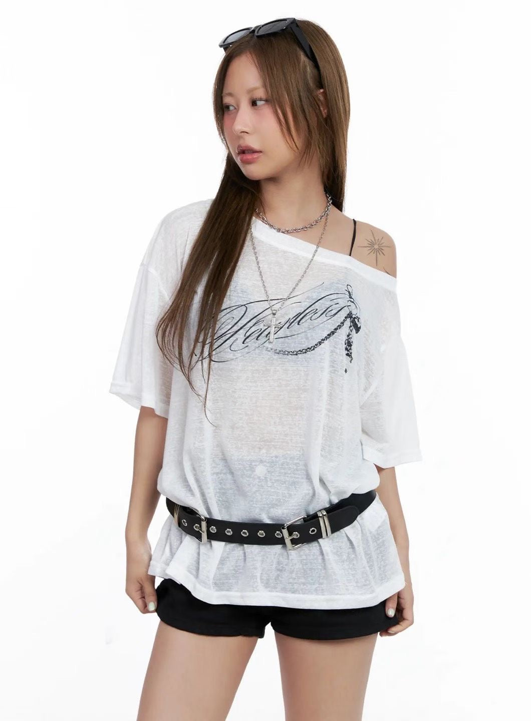 Oversized off shoulder tee