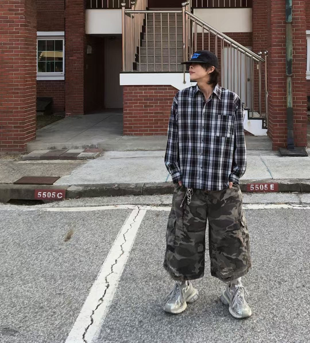 Unisex爛爛七分迷彩褲