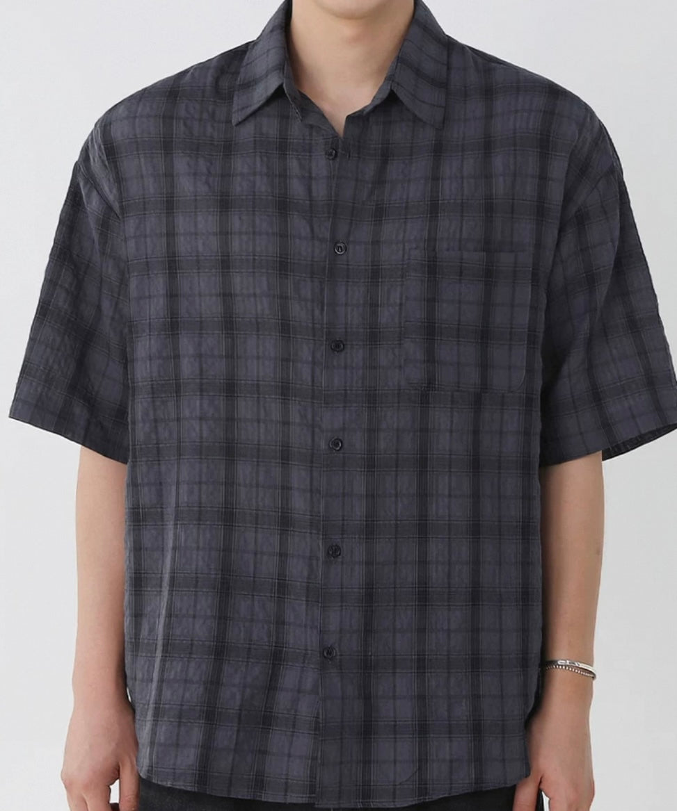 Unisex dark checked shirt