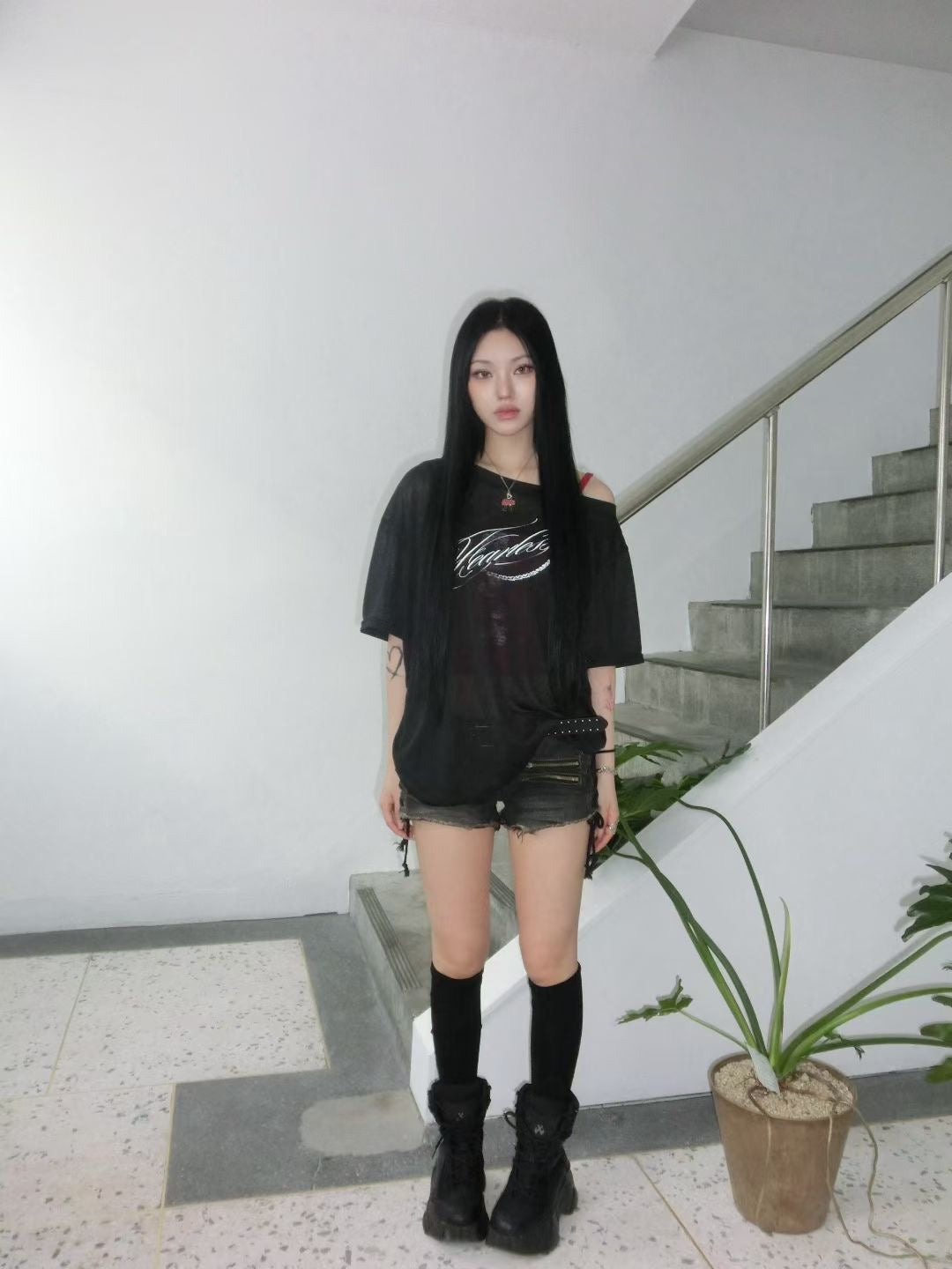 Oversized off shoulder tee