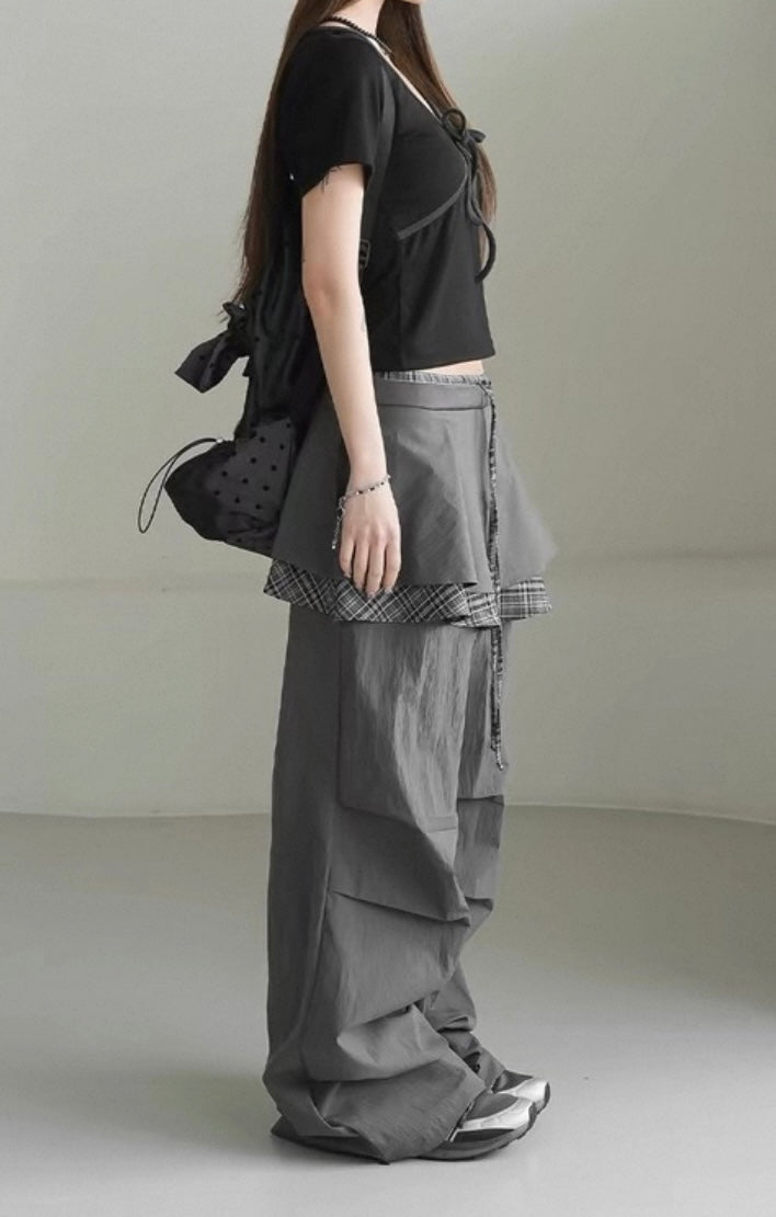 Special checked layer pants