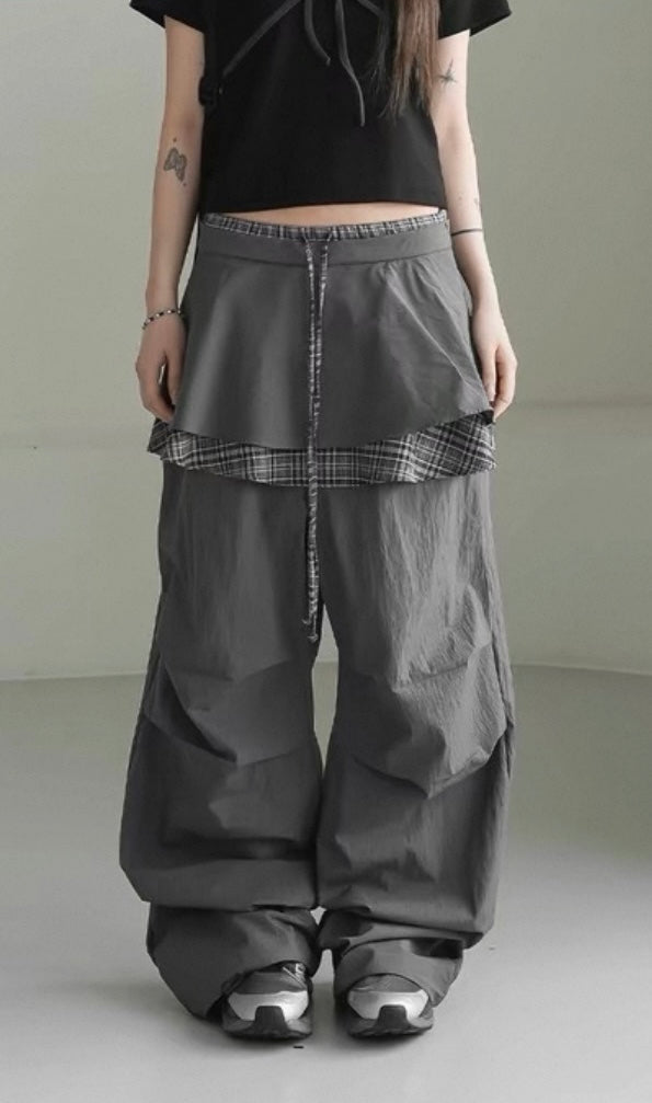 Special checked layer pants