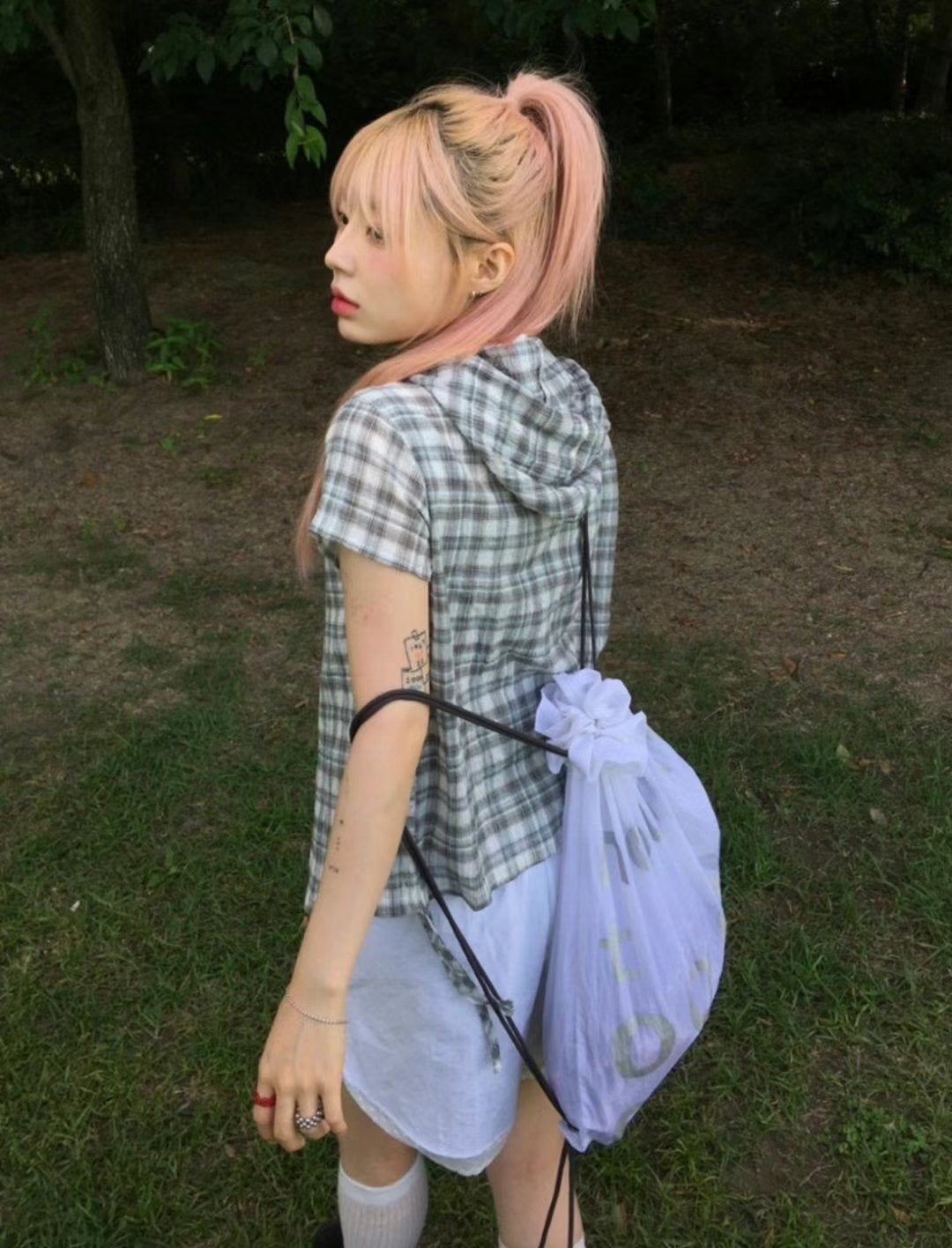Checked crop shirt