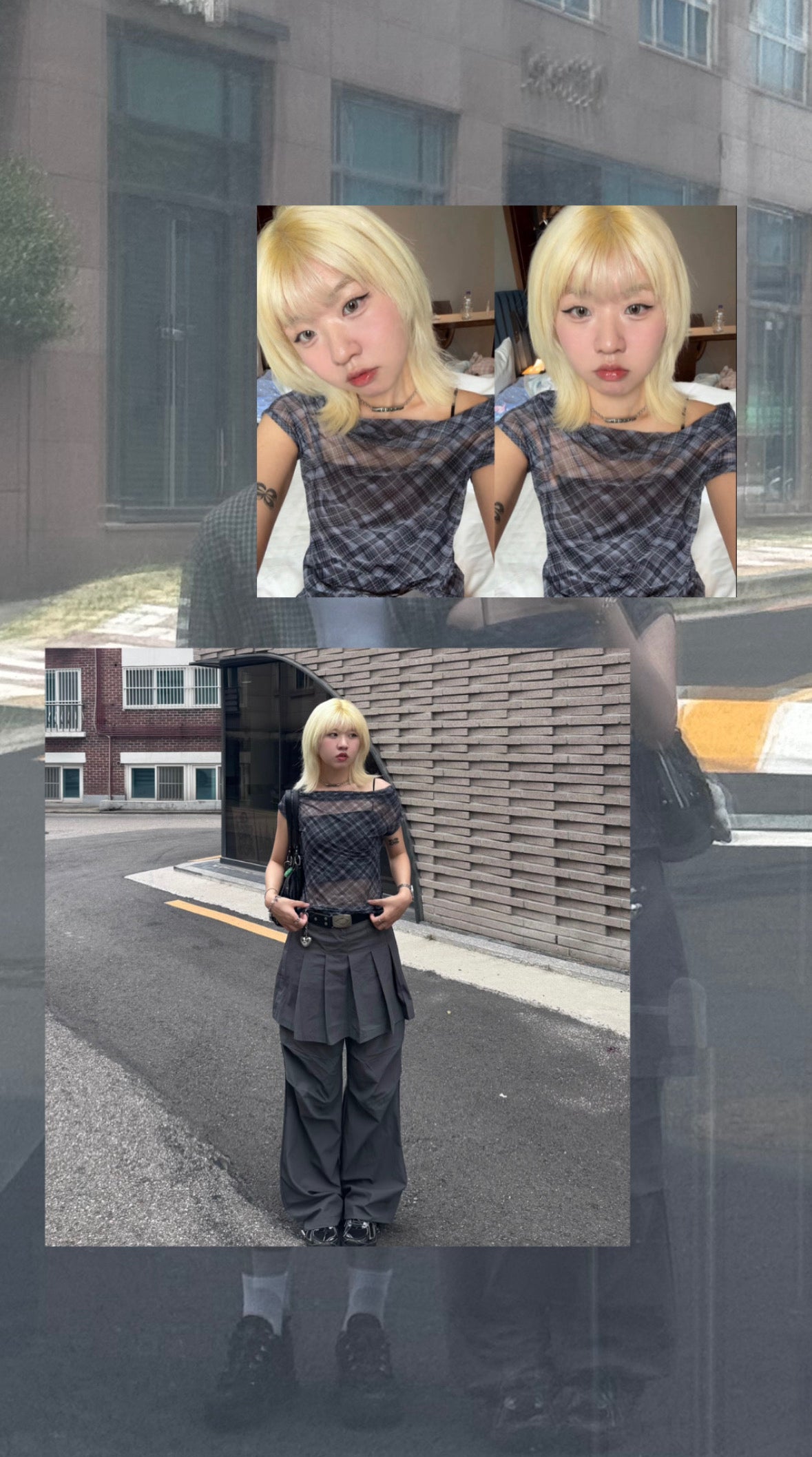 See through checked special top