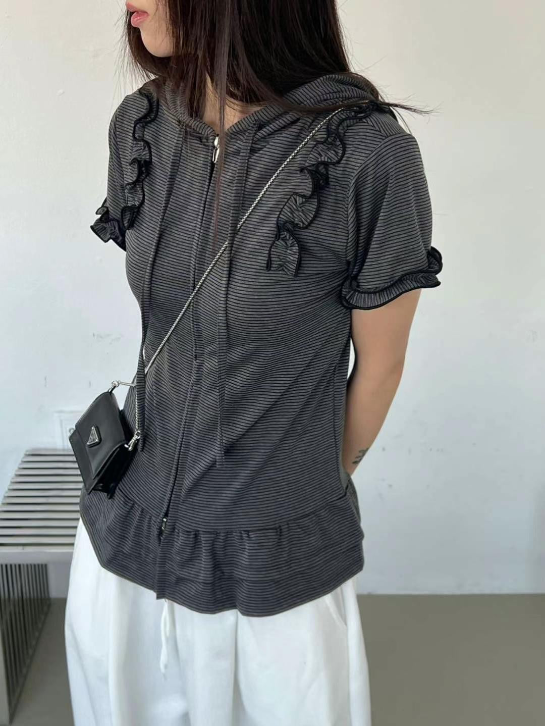 Striped Ruffle jacket