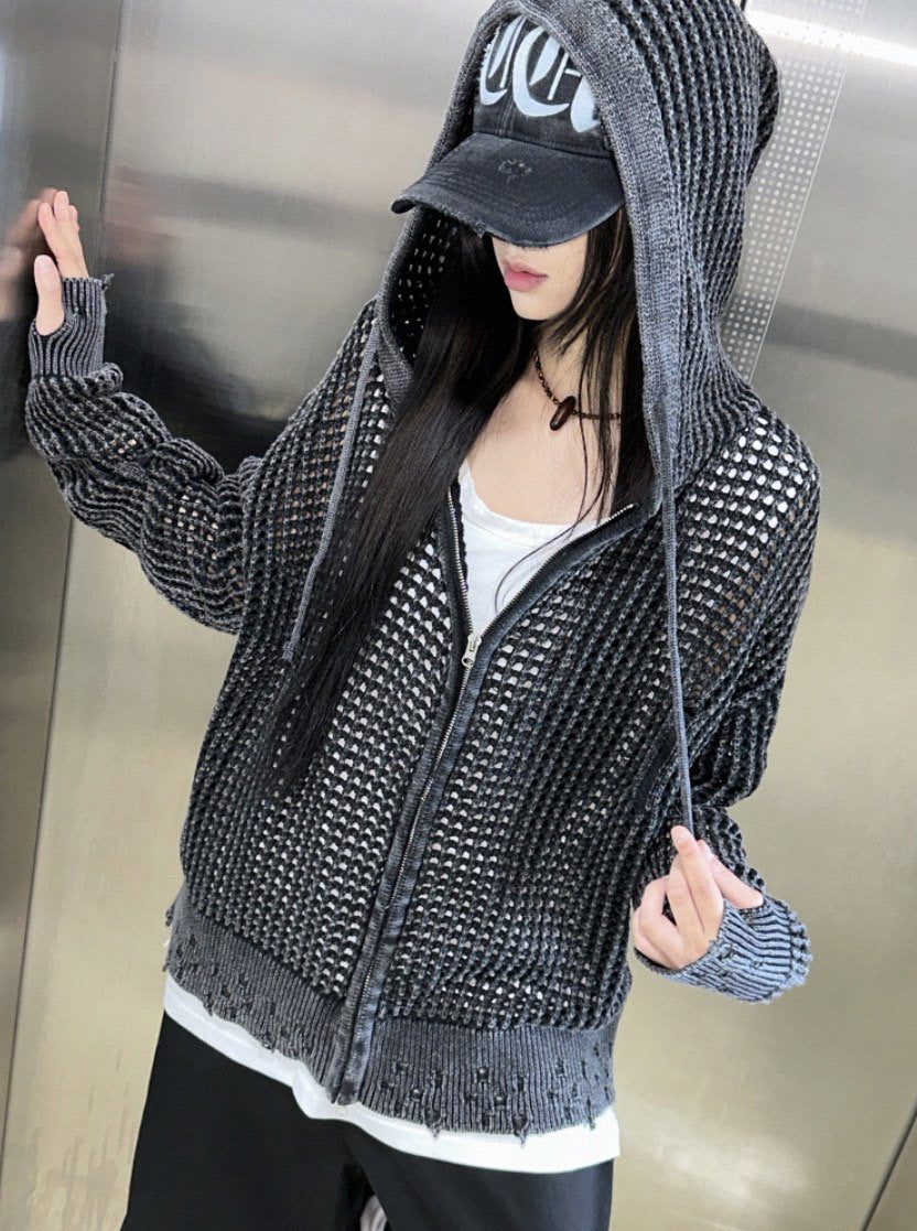 Unisex net damaged outer