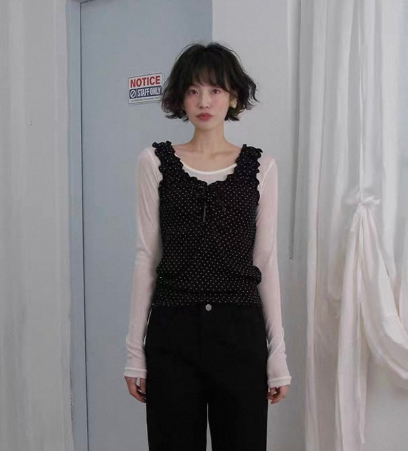 Pot ruffle ribbon tee