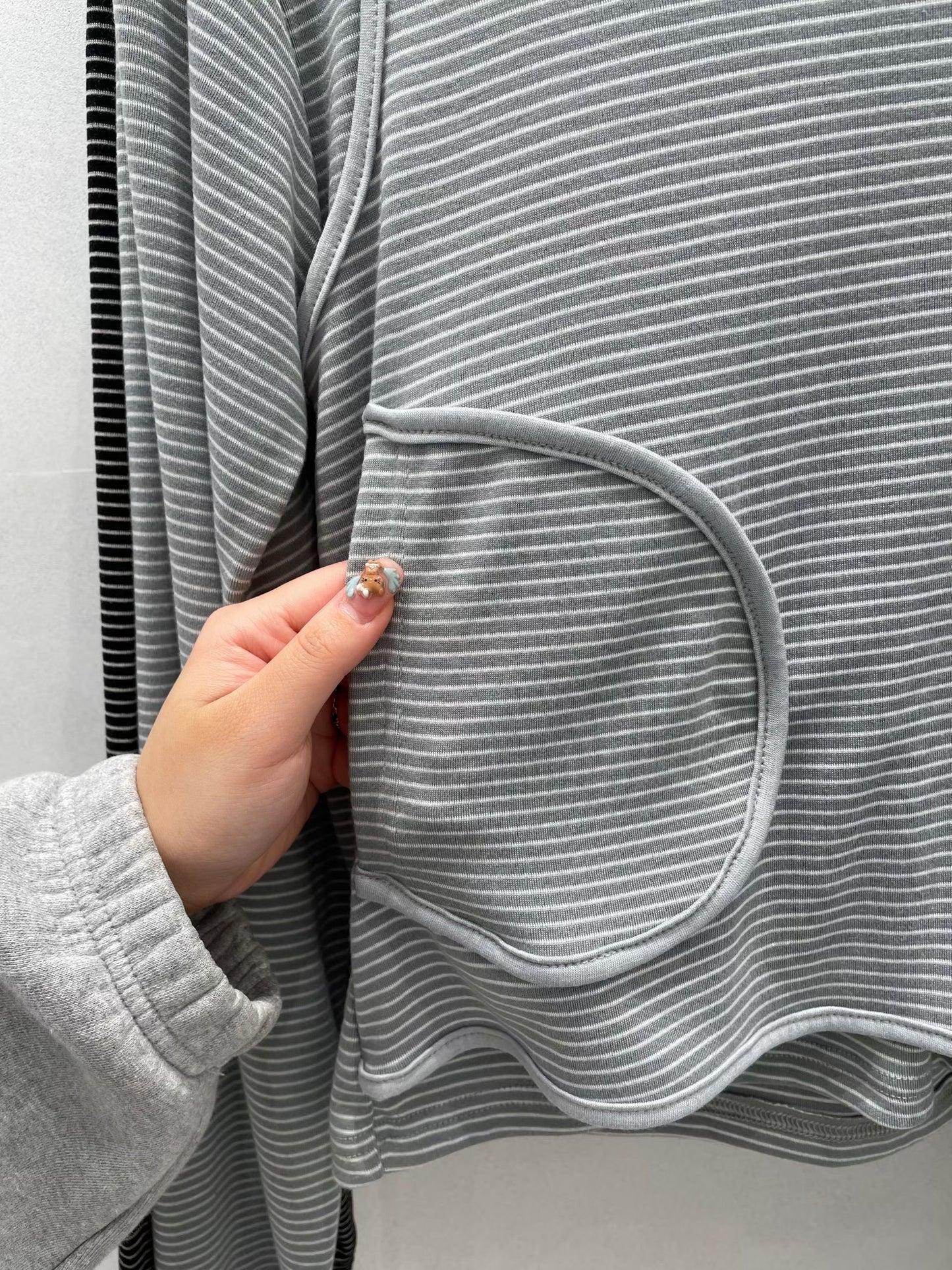 Striped layer hooded top