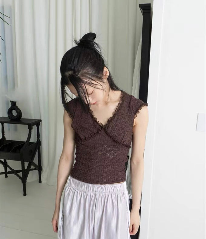 Girly lace v top