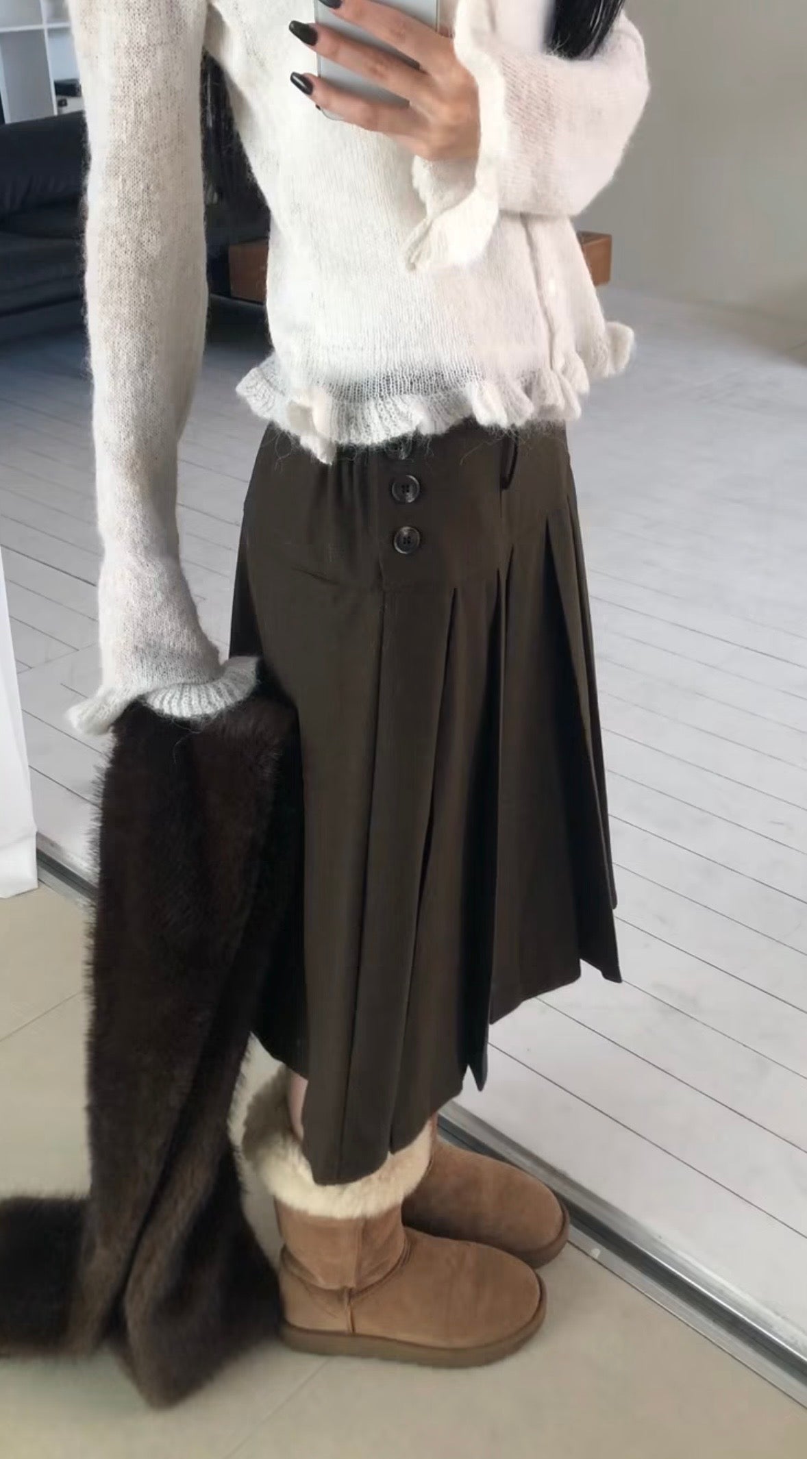 Autumn pleated mid sk