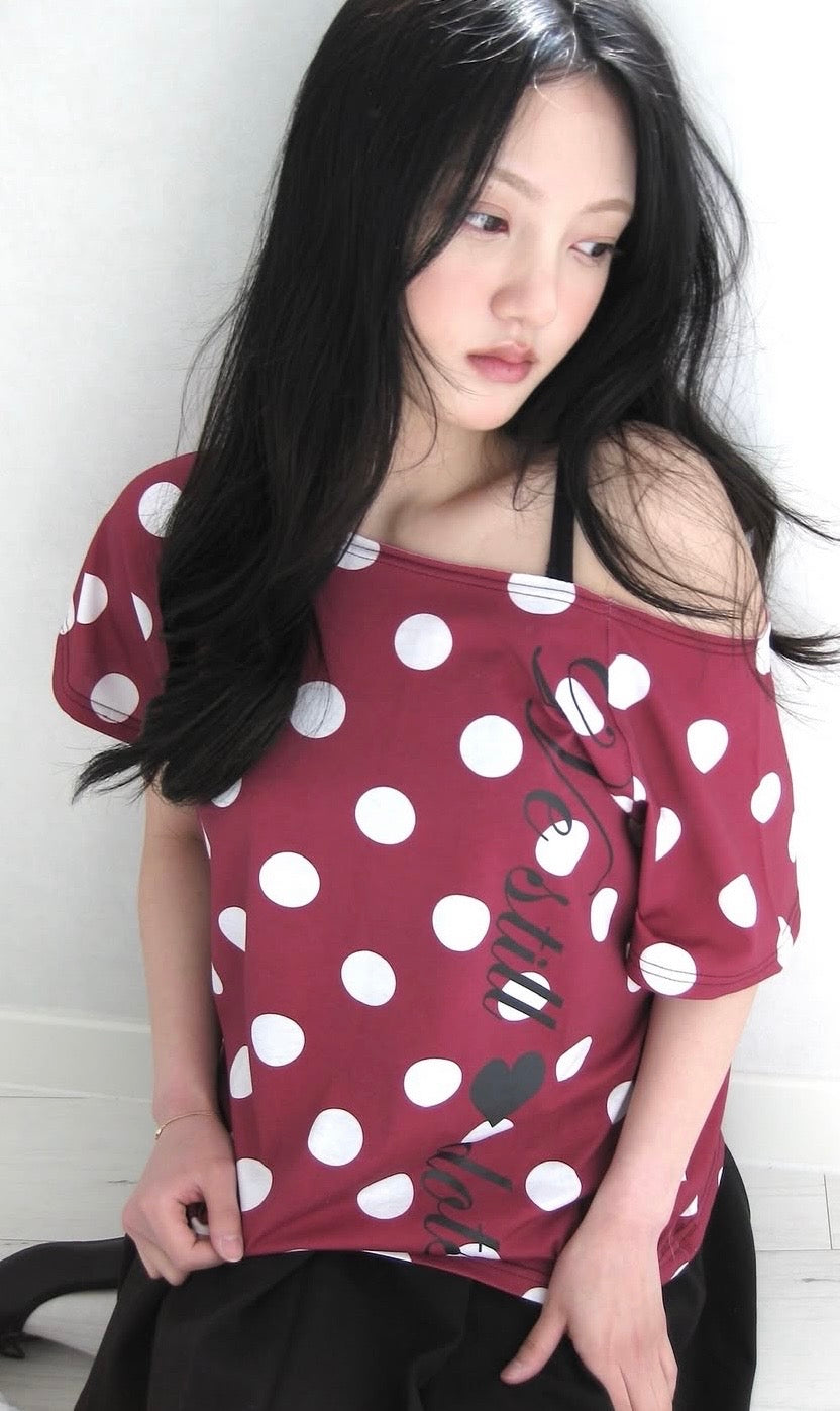 Dot dot off shoulder top