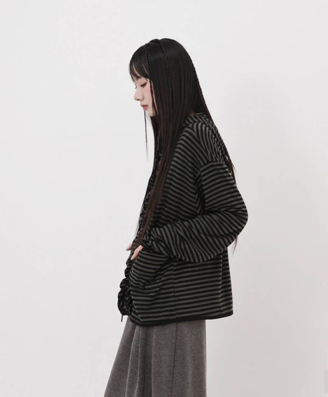 Ruffle striped outer