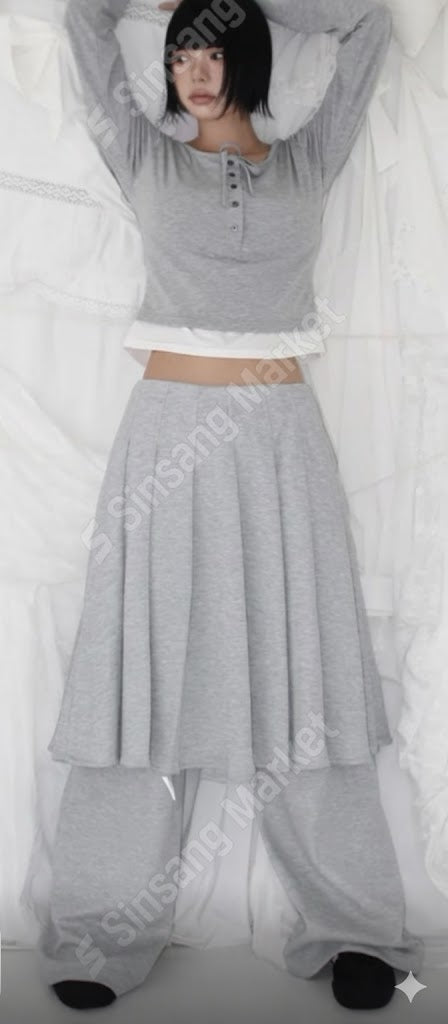 垂感棉質裙褲￼