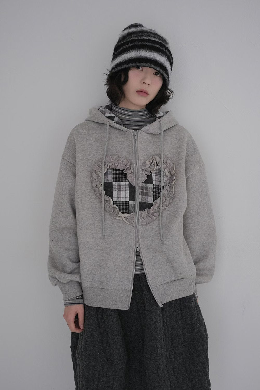 checked ruffle Heart outer