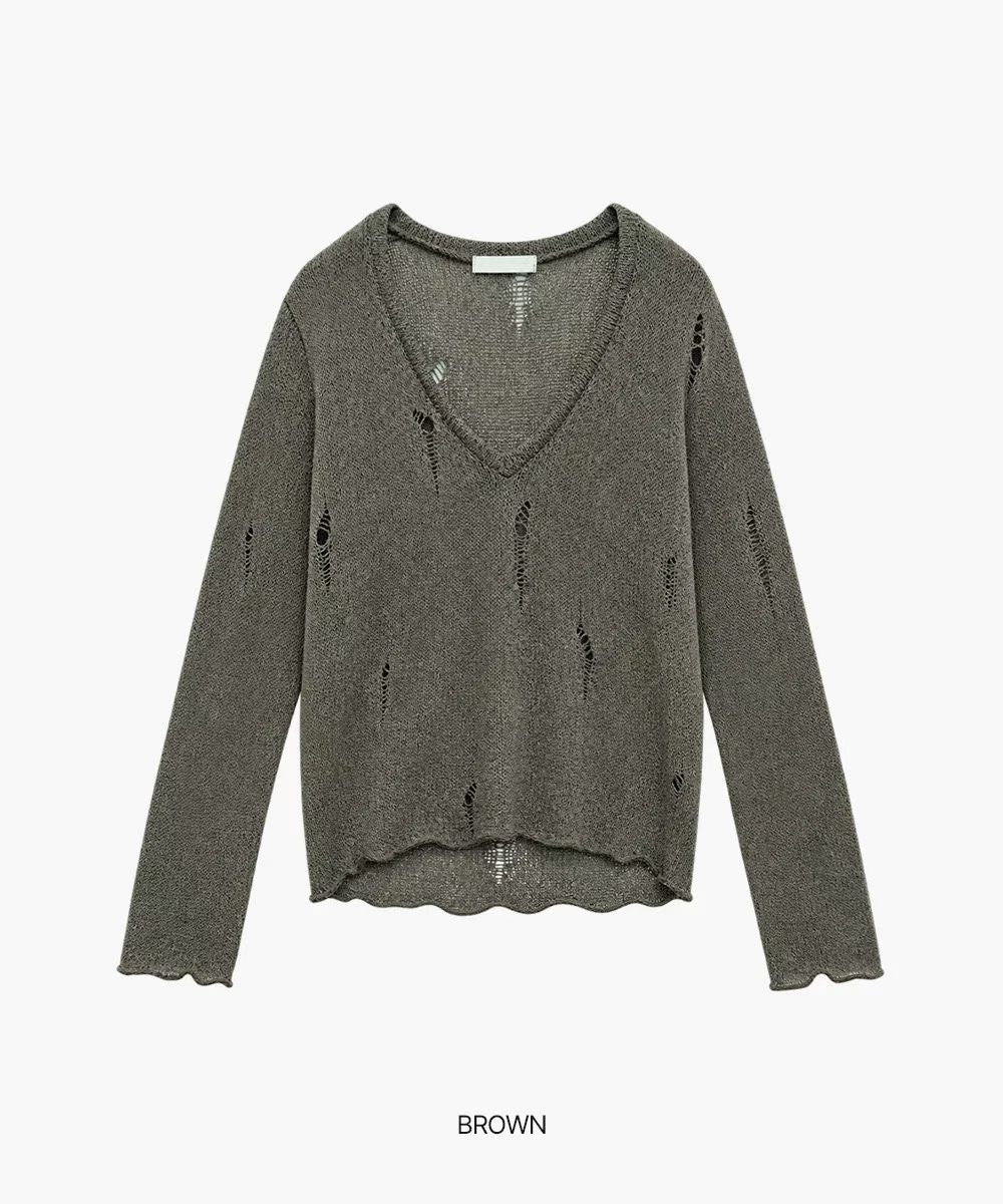 Autumn damaged v knit