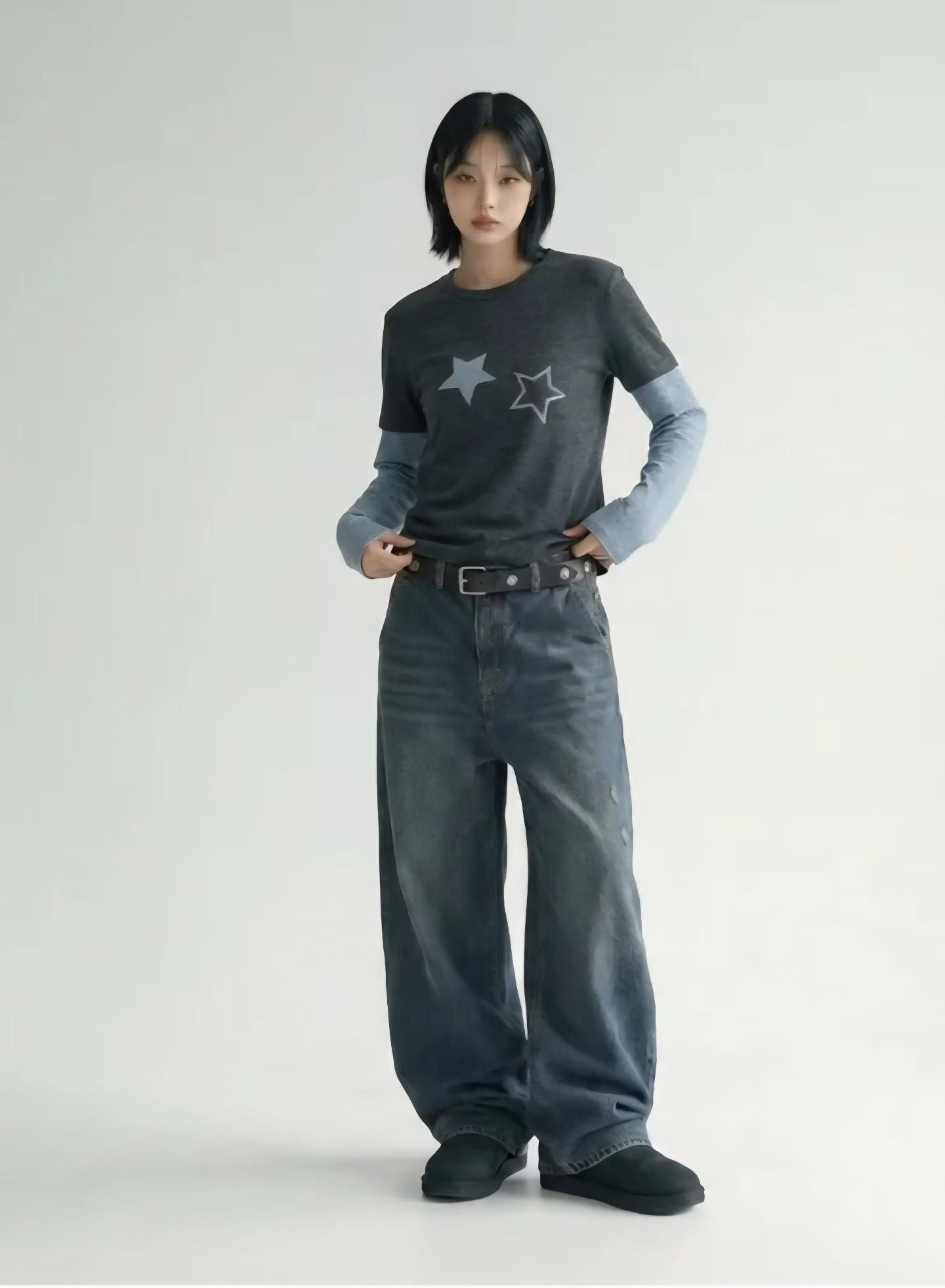 Star striped layer tee