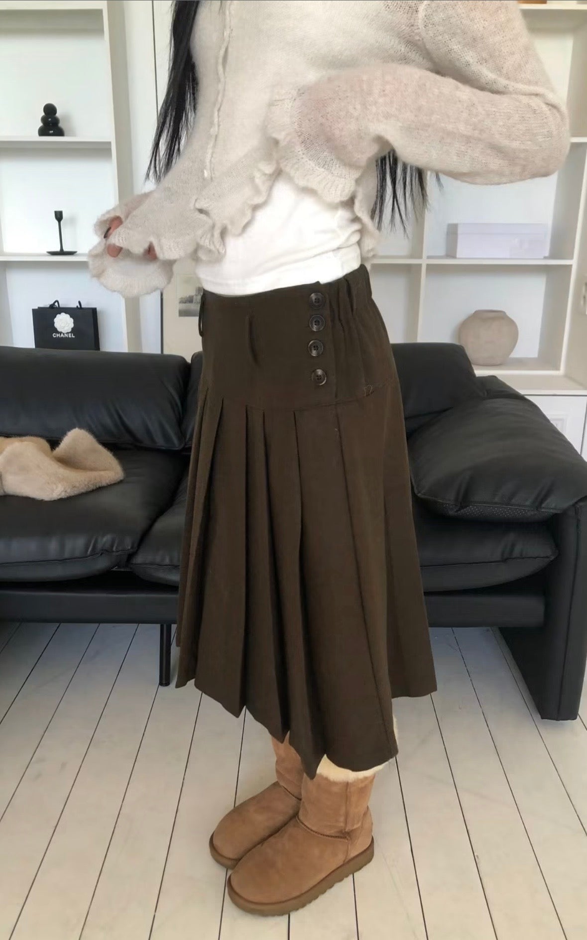 Autumn pleated mid sk